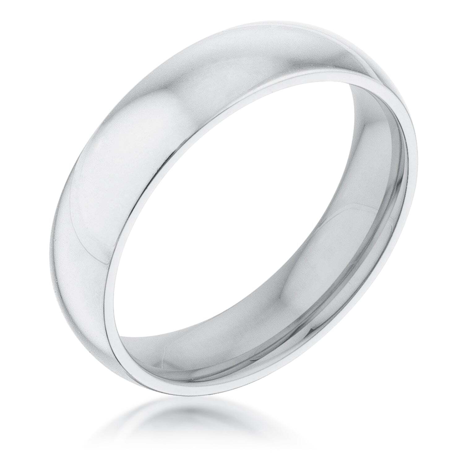 5mm Stainless Steel Genuine Rhodium Plated Finish Wedding Band