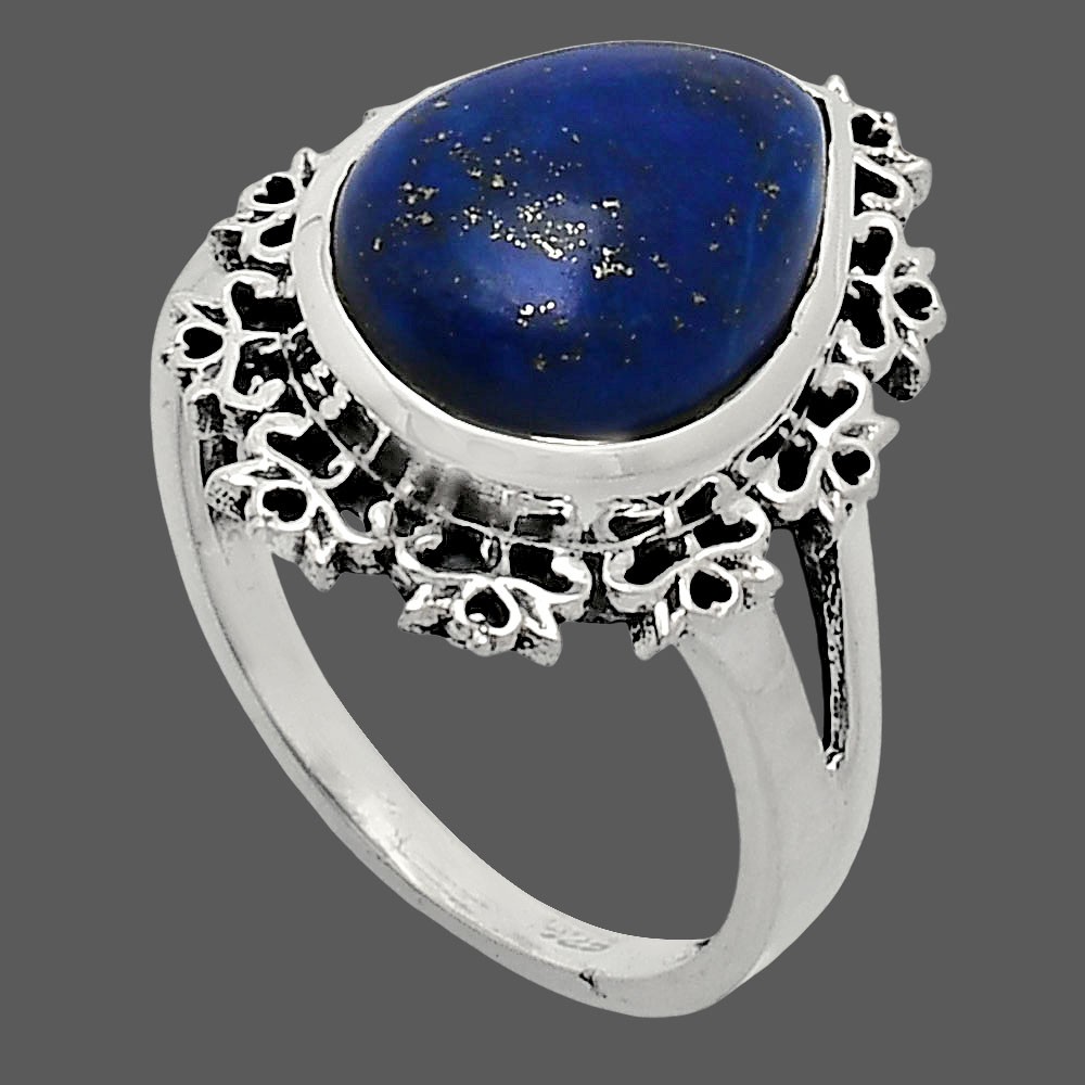 Premium Quality Natural Lapis Lazuli 925 Sterling Silver Ring s.9 Jewelry R-1114
