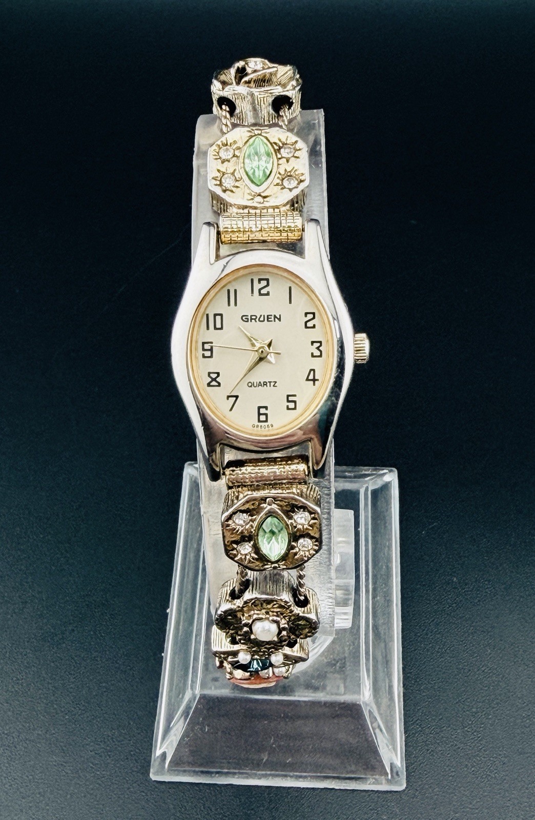 Working Vintage Gruen Victorian Slide Charm Gold Watch Quartz Ladies i5