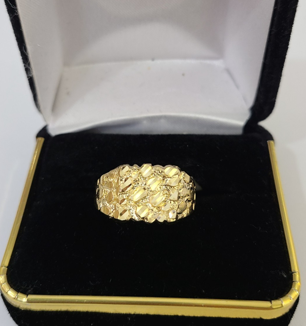 10k Nugget Ring Yellow Gold Women Men Real Genuine