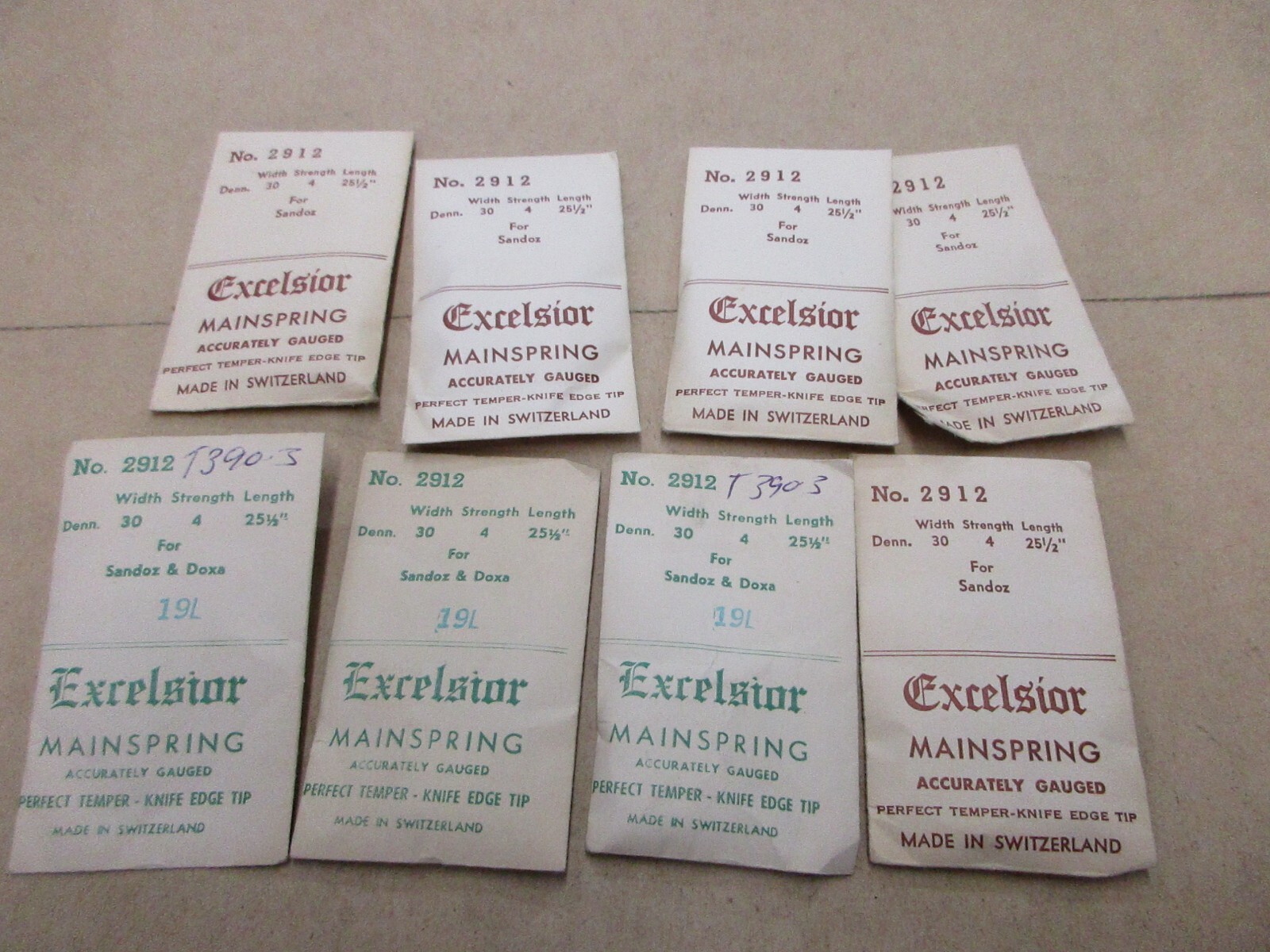 NOS Lot Assorted Excelsior Clock Mainsprings T 390.3 N0. 2912 Watch Repair Parts