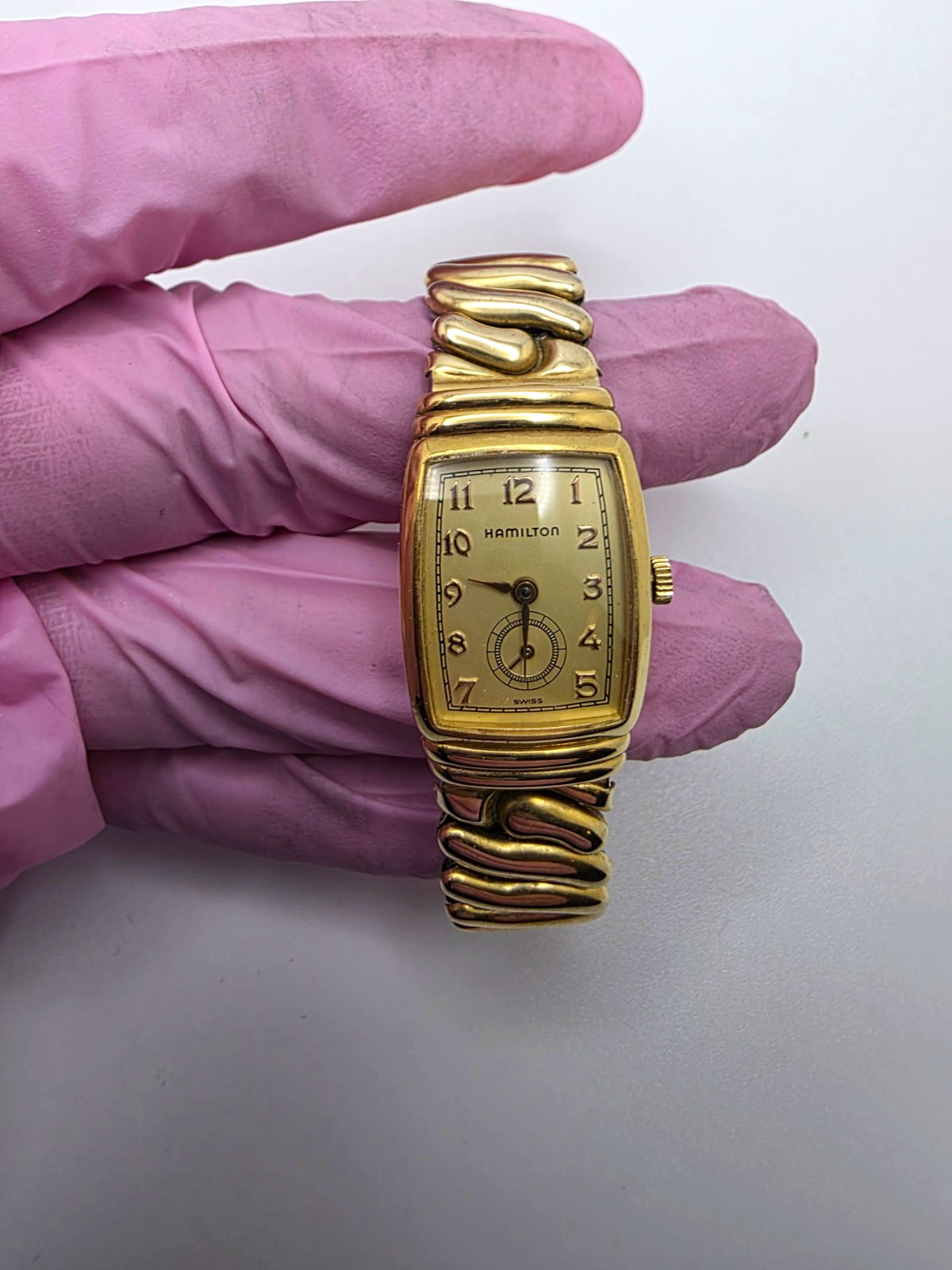 Hamilton Lady Hamilton Vintage 1950s Swiss Manual Gold Tone Rectangle Bracelet