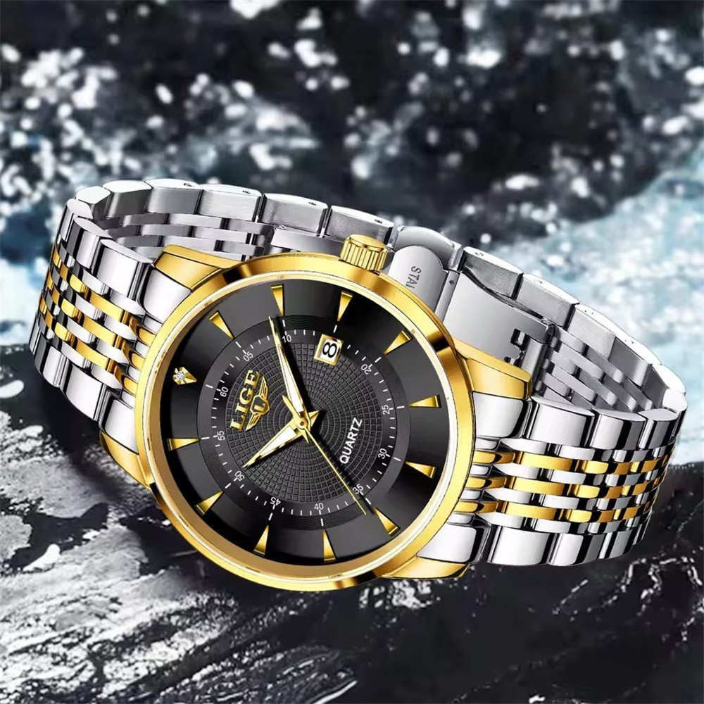 LIGE Men Watch Brand Steel Quartz Wristwatch Casual Business Male Date Watches