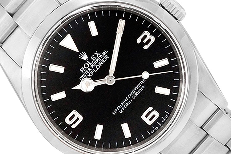 Rolex 36mm Explorer Stainless Steel Pre-owned Watch #114270 with Paper Year 2005