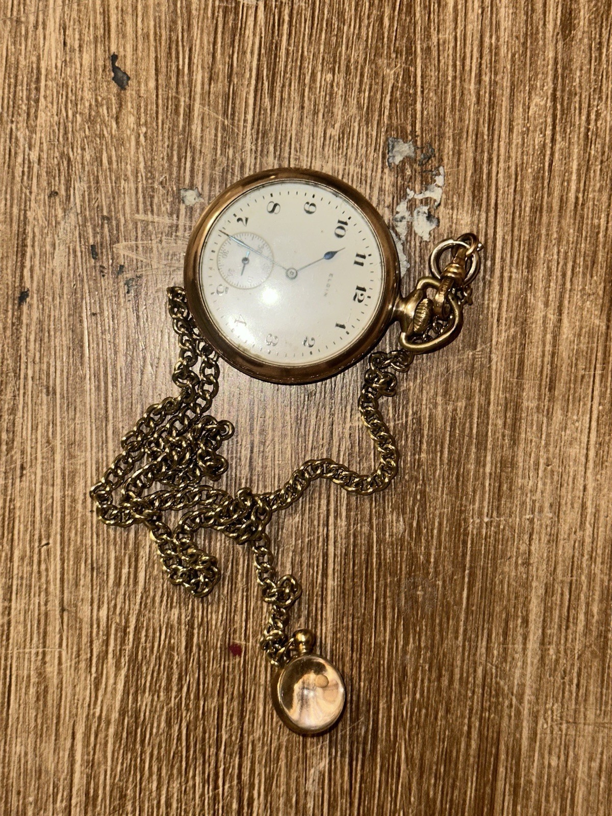 1927 Elgin 16s 7j Gold Filled Pocket Watch Grade 291 W/mustard Seed Charm & Chai