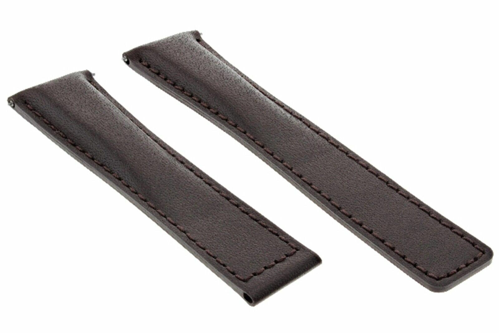 22mm To 18mm Brown Leather Replacement Deployment Clasp Strap For Tag Heuer