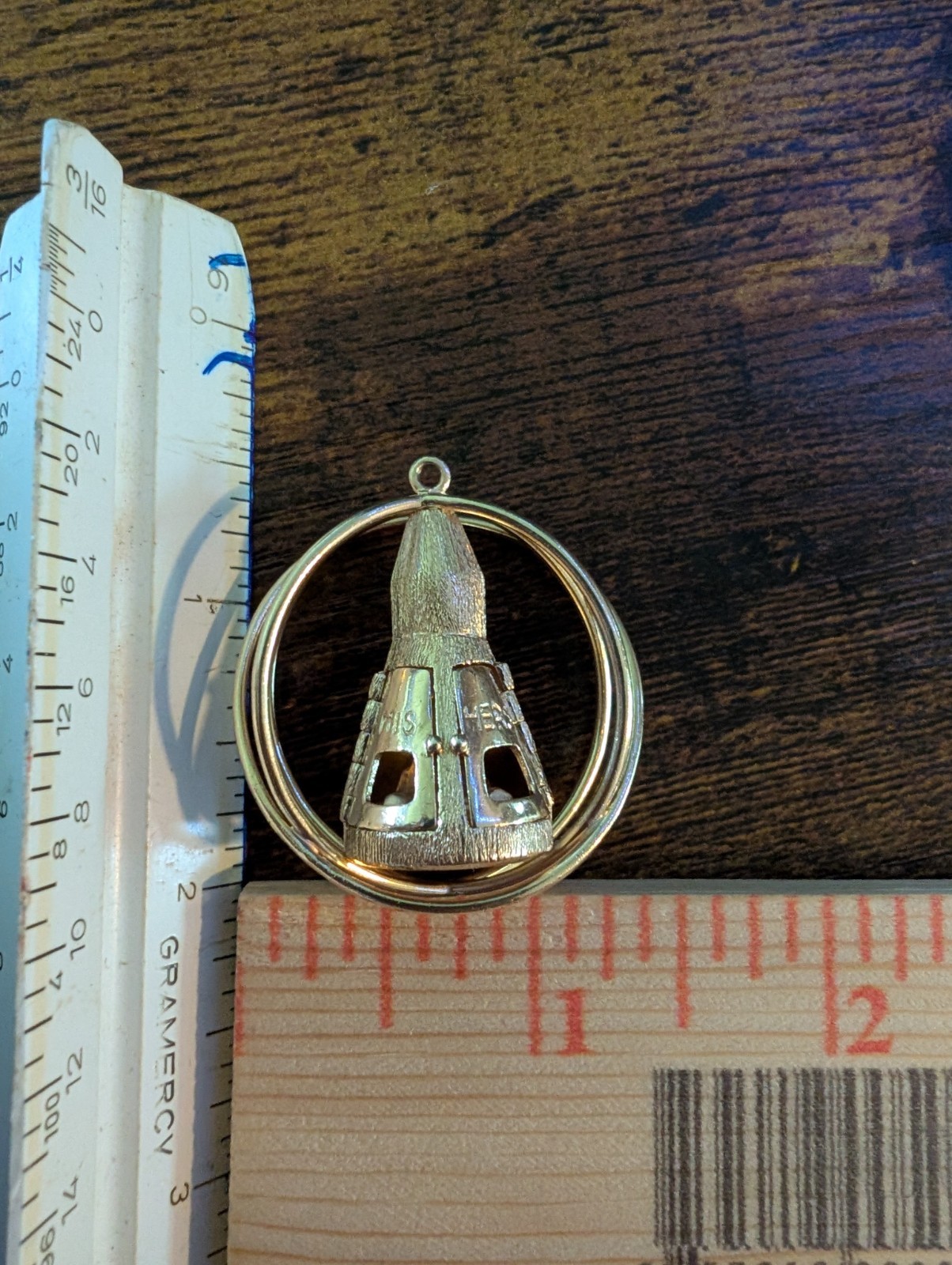 Vintage 14k Gold Mechanical Gemini Space Capsule Charm Pendant Heavy 19g+ NASA