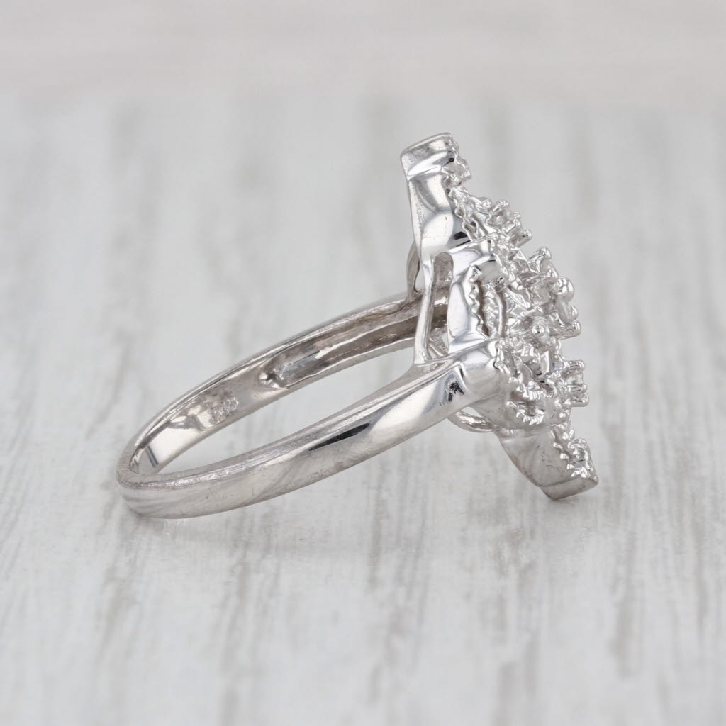 0.23ctw Diamond Openwork Filigree Style Ring 10k White Gold Size 7.25