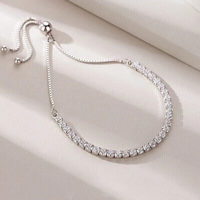 4.00Ct Round Cut Lab Created Diamond Bolo Tennis Bracelet 14K White Gold Plated
