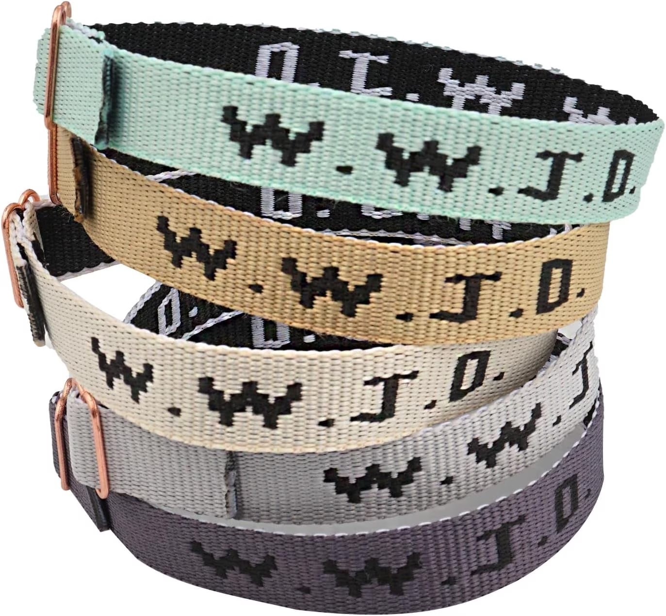 WWJD Bracelets Set, 5 Piece, Webbing What Would Jesus Do Bracelets Christian Han