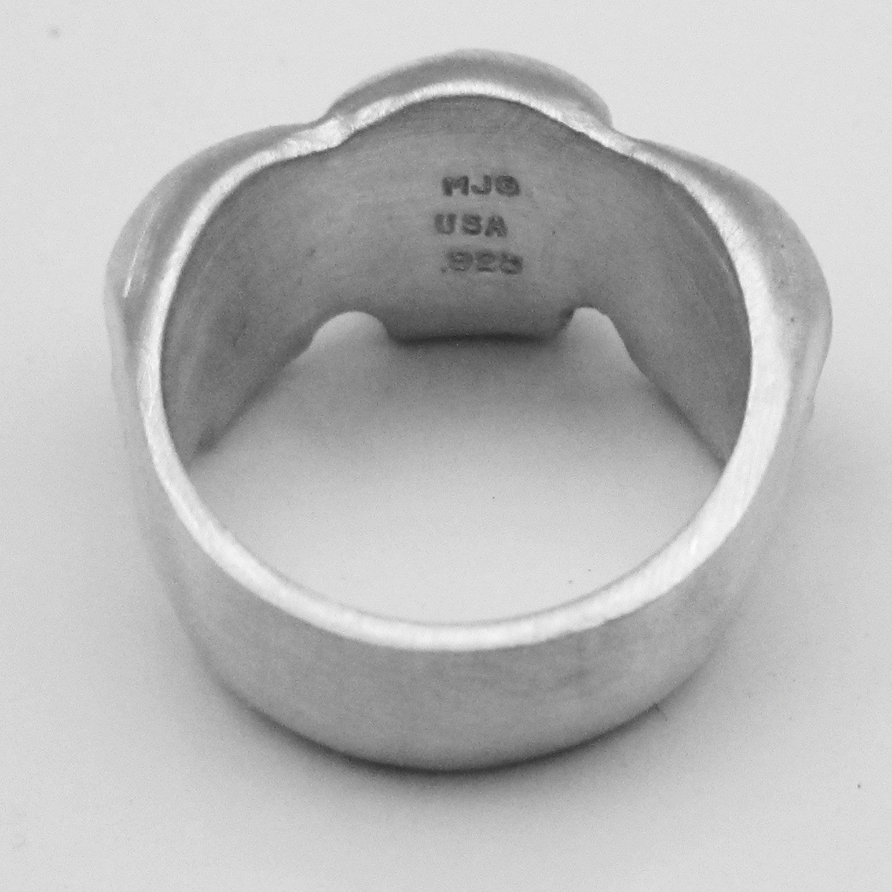 MJG STERLING SILVER TRINITY 3 SKULL RING. LAB CREATED RUBY EYES. BIKER. SZ 10.5.