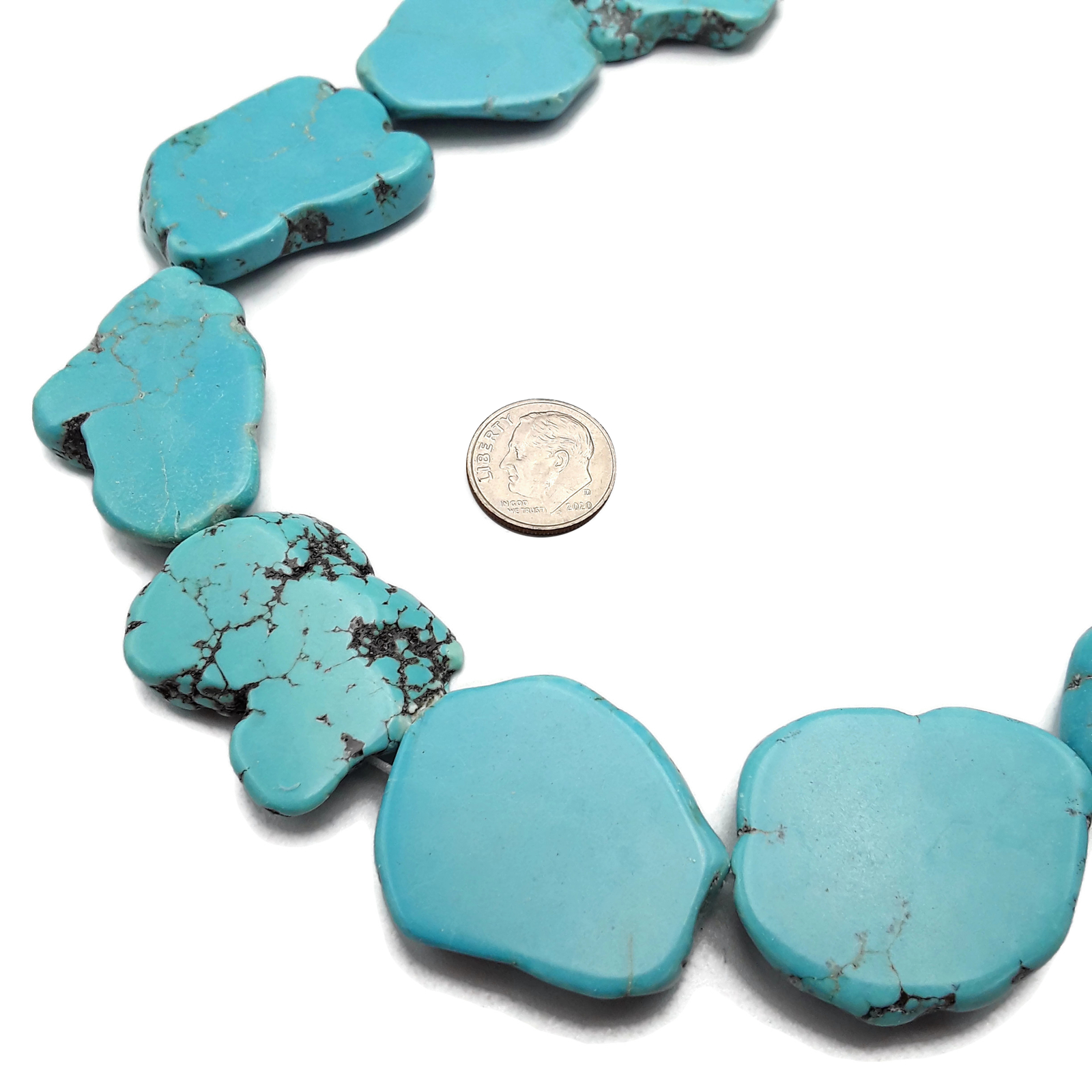 Blue Magnesite Turquoise Freeform Slab Slice Beads 30mm 35mm 40mm 15.5″ Strand