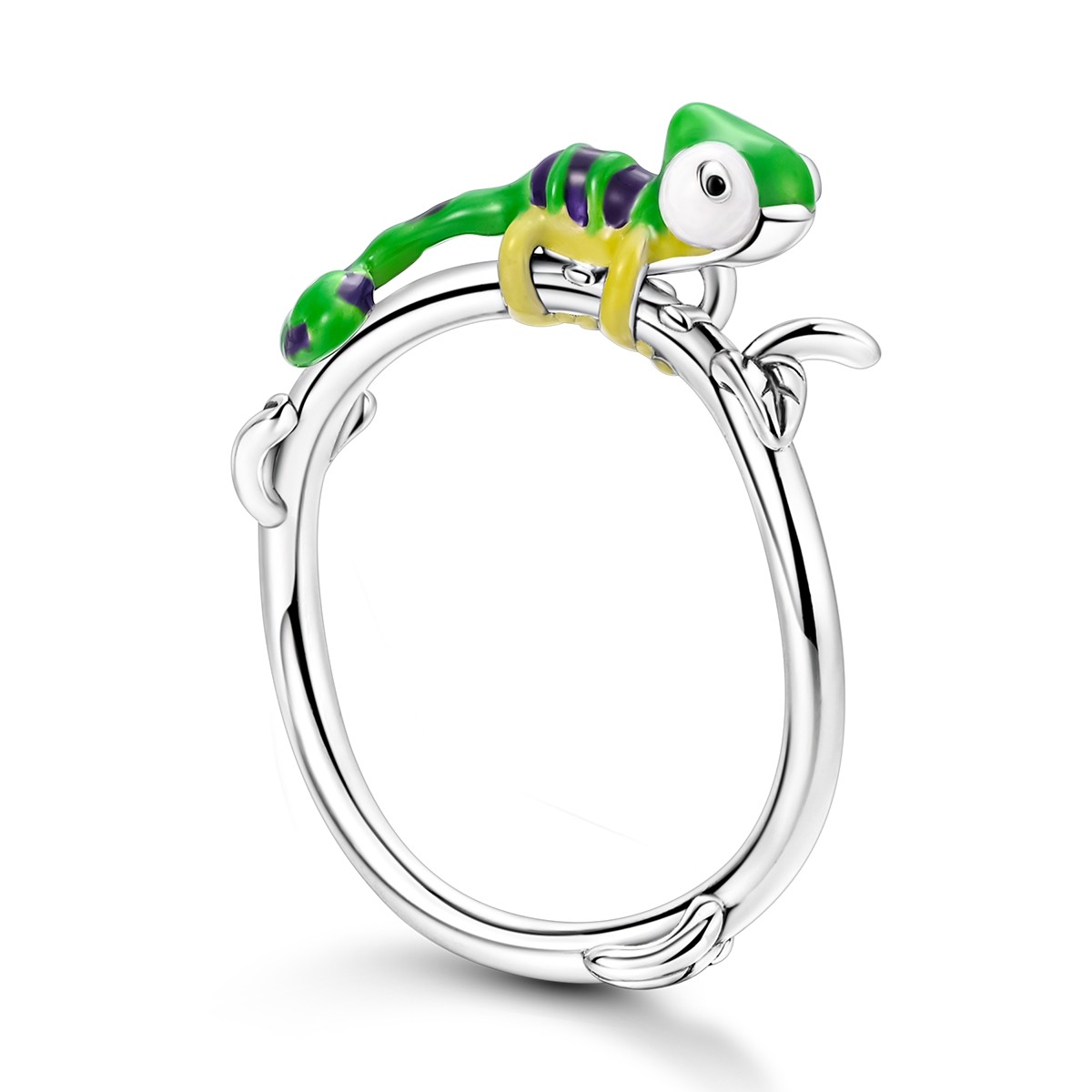 LAZA Original 925 Sterling Silver Finger Ring Enamel Chameleon for Women Jewelry