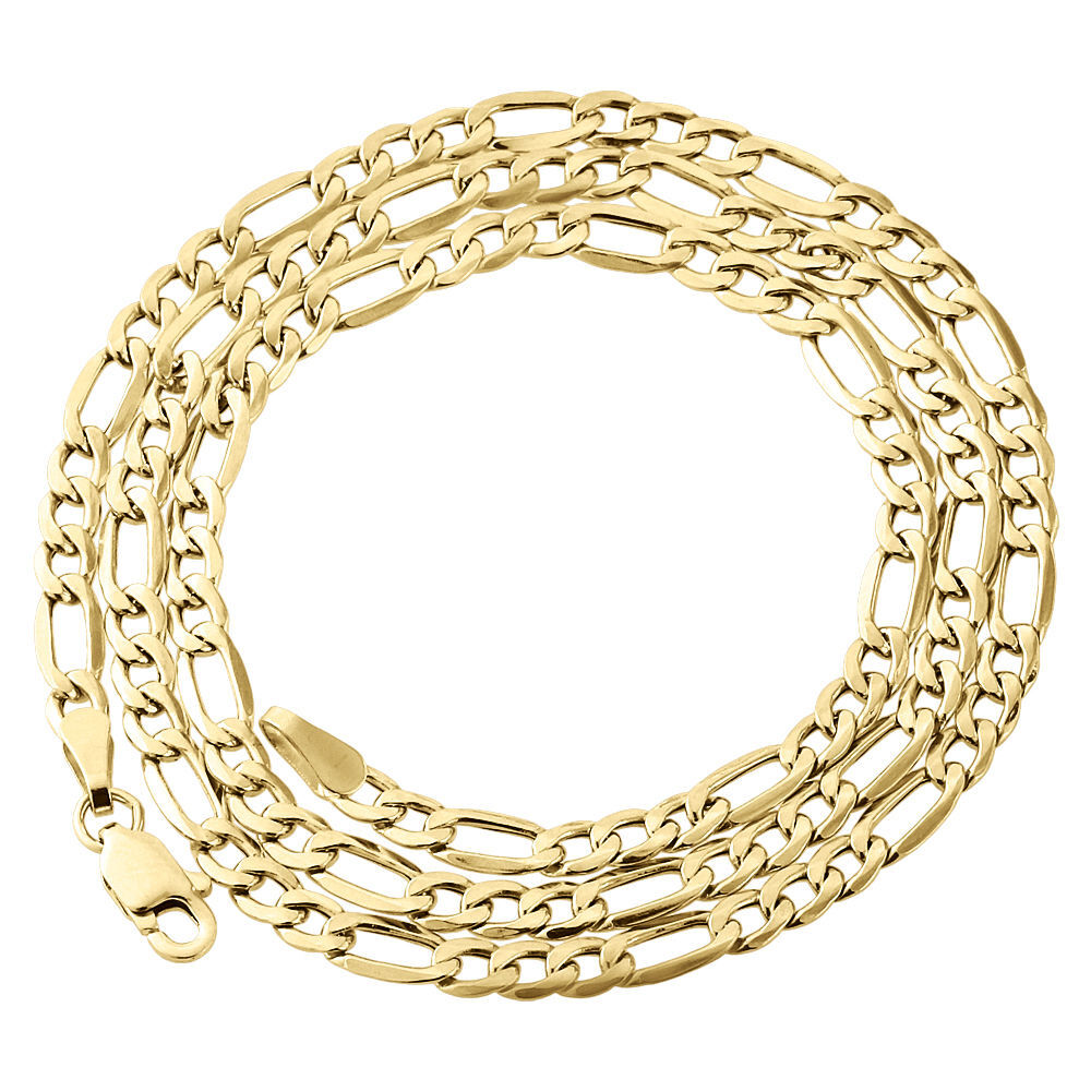 Genuine 10K Yellow Gold Figaro Chain 3.50mm Necklace High Polished 16-30 Inches