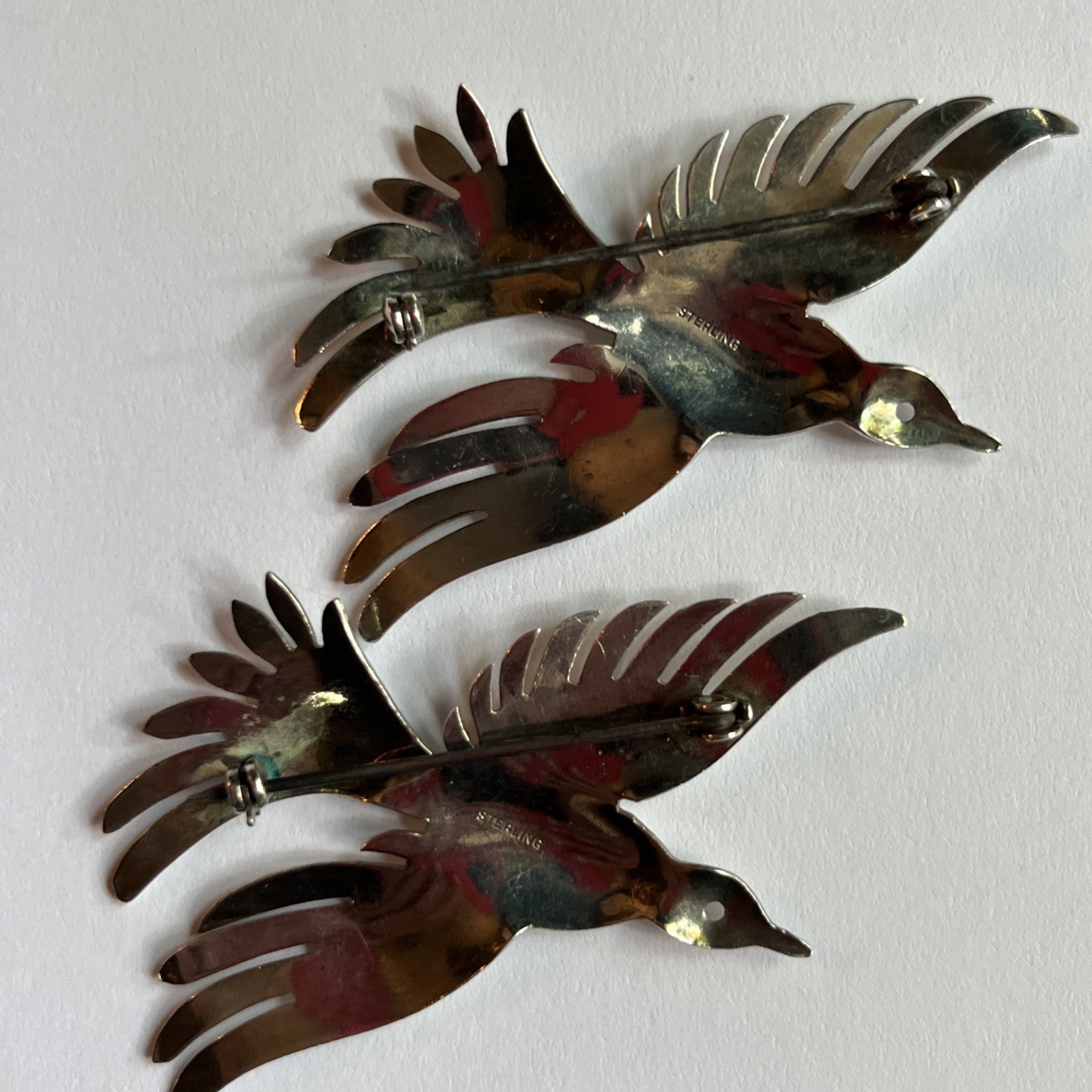 Vintage 925 Sterling Silver Bird Brooch Pins