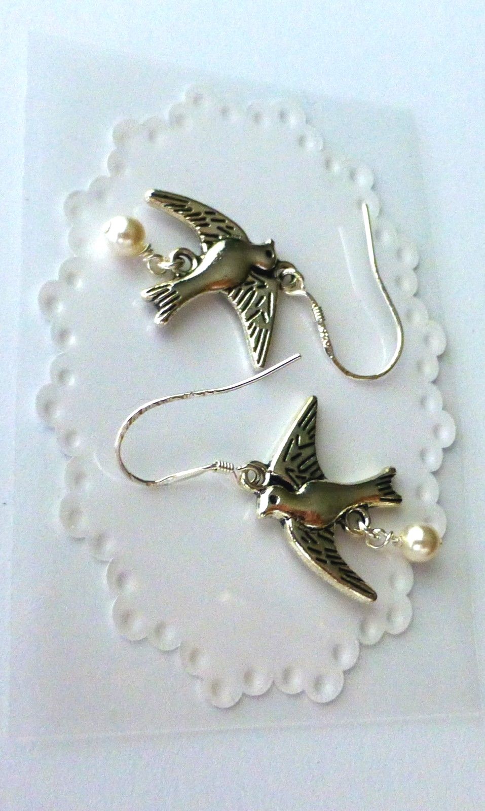 Bird Sparrow Dangle Earrings With Sterling Silver