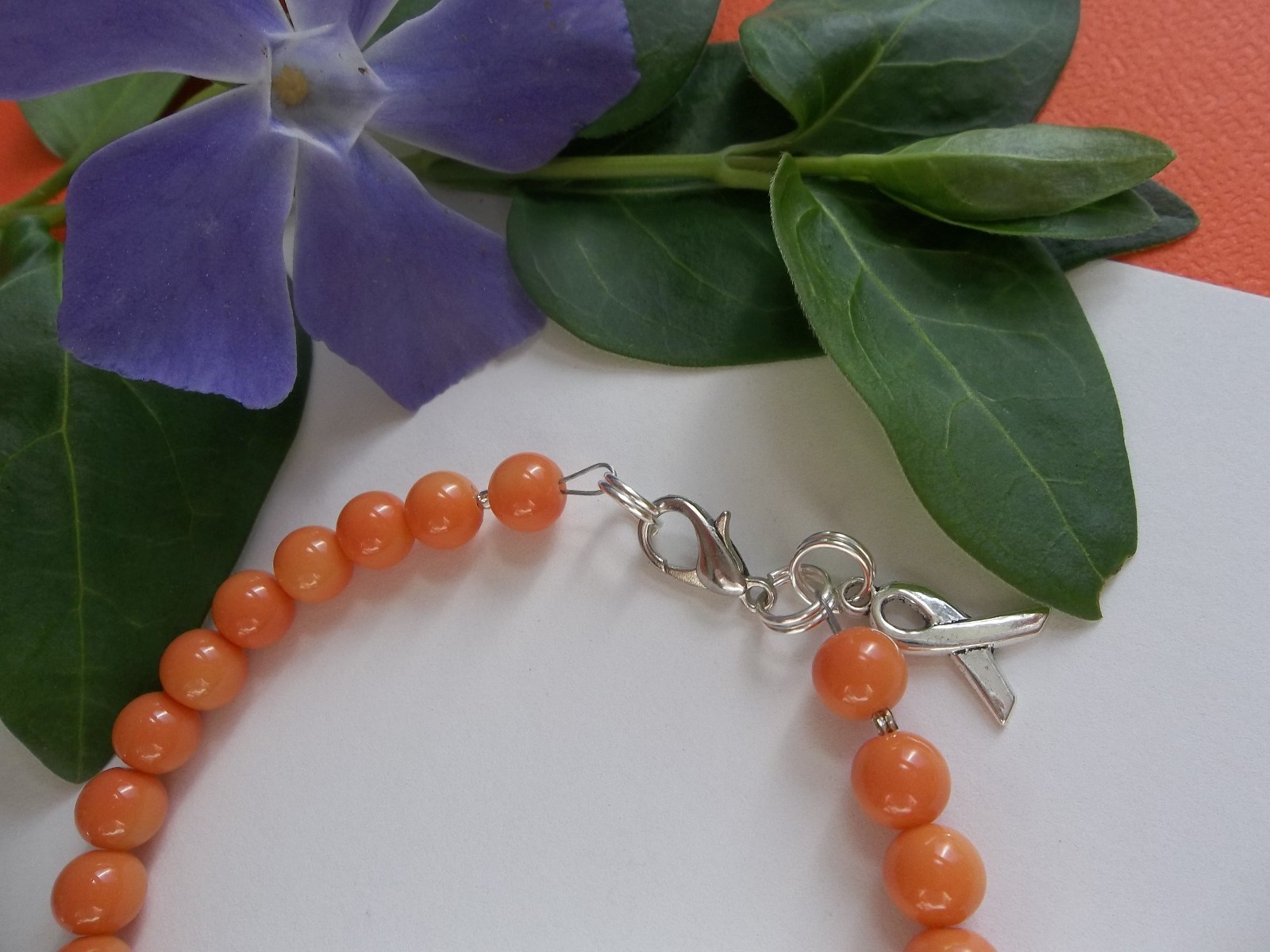 LEUKEMIA/KIDNEY CANCER AWARENESS ORANGE RIBBON BEADED BRACELET