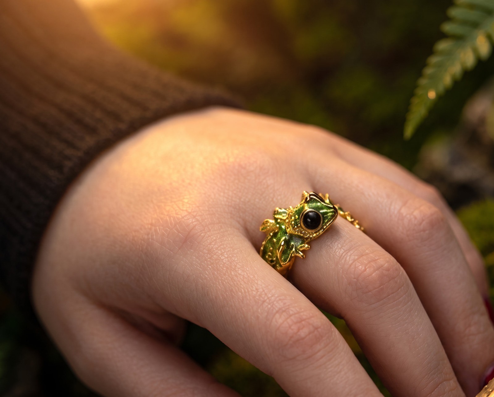 Green Gecko Ring • Lizard Jewelry • Adjustable