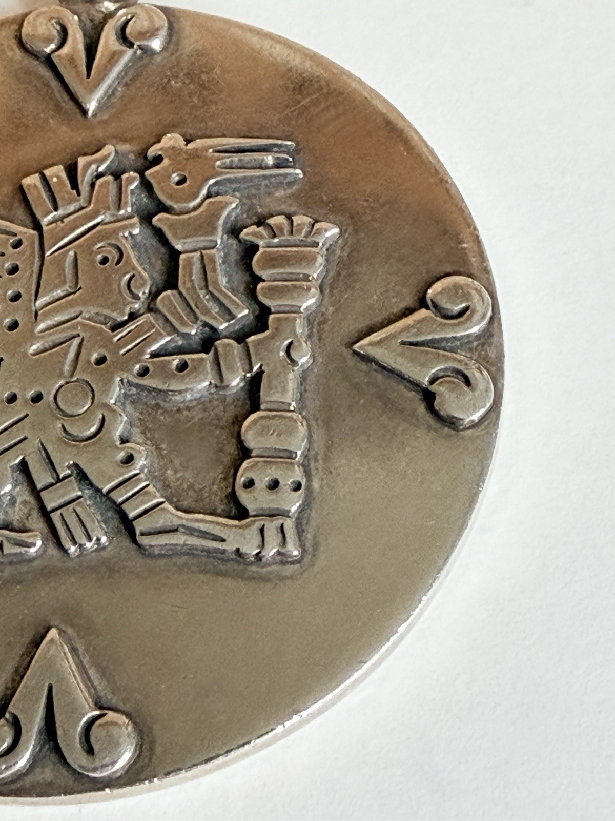 Vintage Sterling Silver Pendant Kukulcan Deity Mayan Mythology 57 Grams! Signed