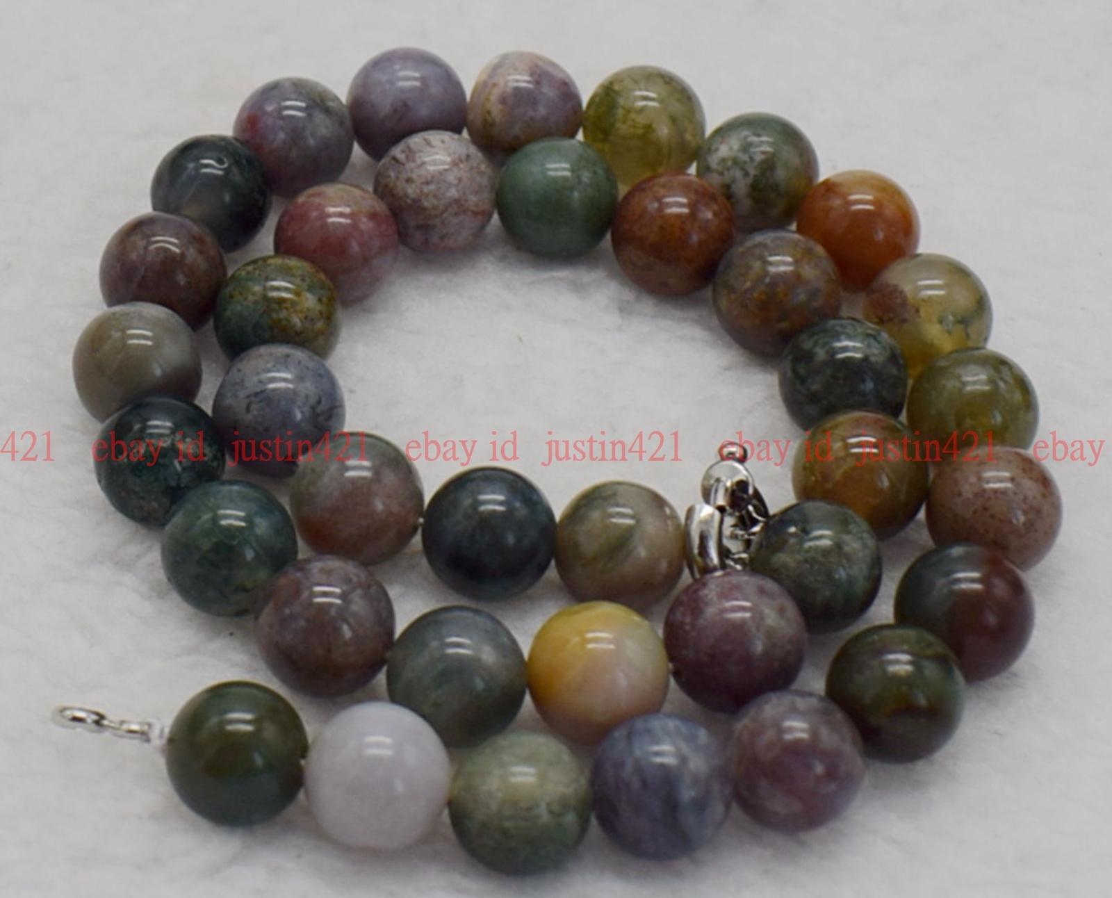 Fashion 6/8/10/12mm Multicolor Indian Agate Round Gemstone Beads Necklace AAA+