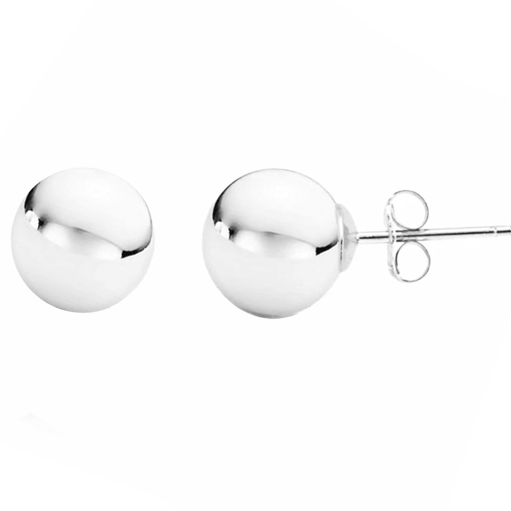 14K White / Yellow Gold Minimalist Round Ball Butterfly Push Back Stud 2mm-8mm