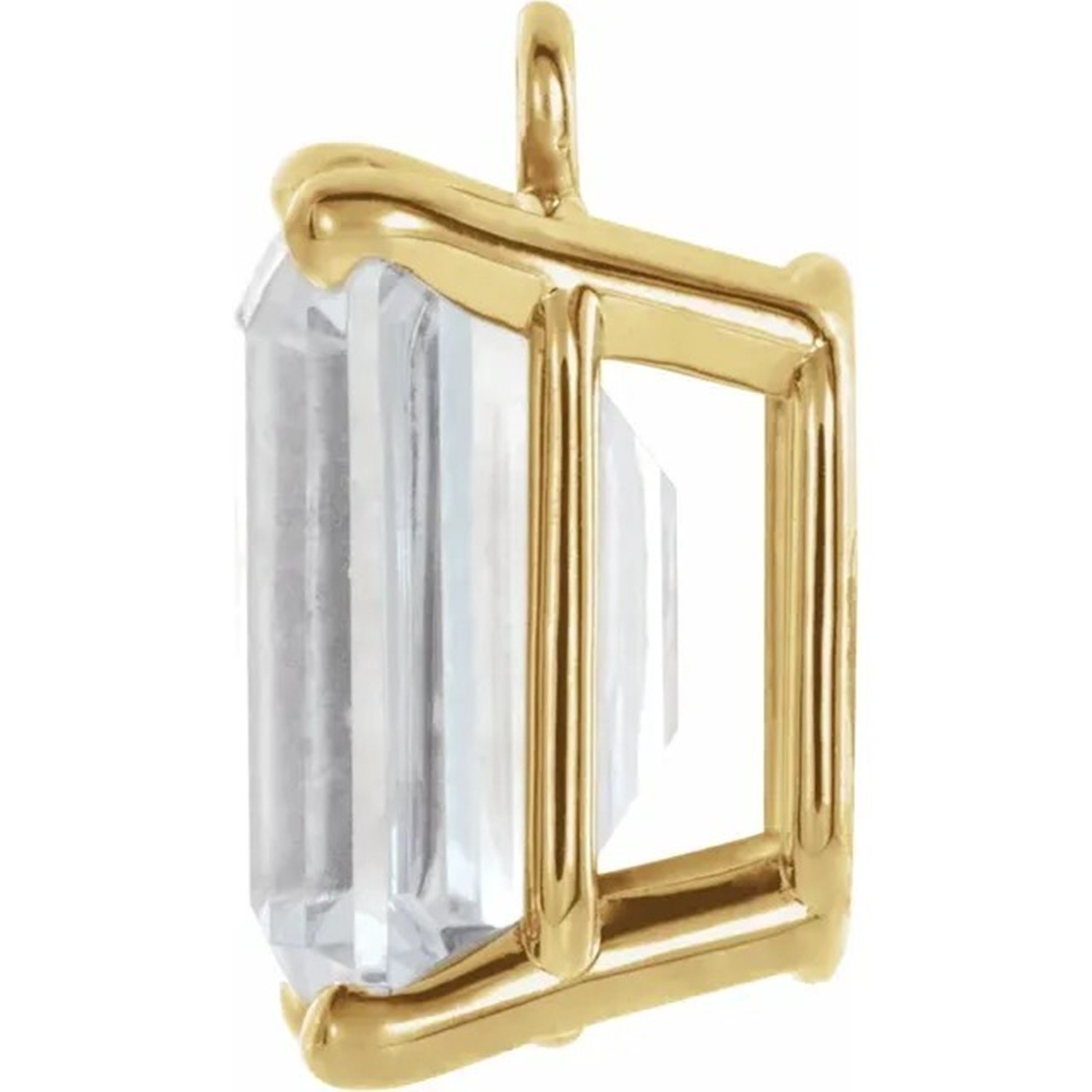 14K Yellow Gold Dangle Setting Emerald Cut 4 Prong Basket Designed Mounting USA