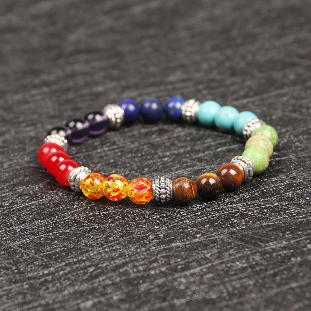 7 Chakra Natural Stone Reiki Energy Healing Women Men Charm Bracelets Jewelry