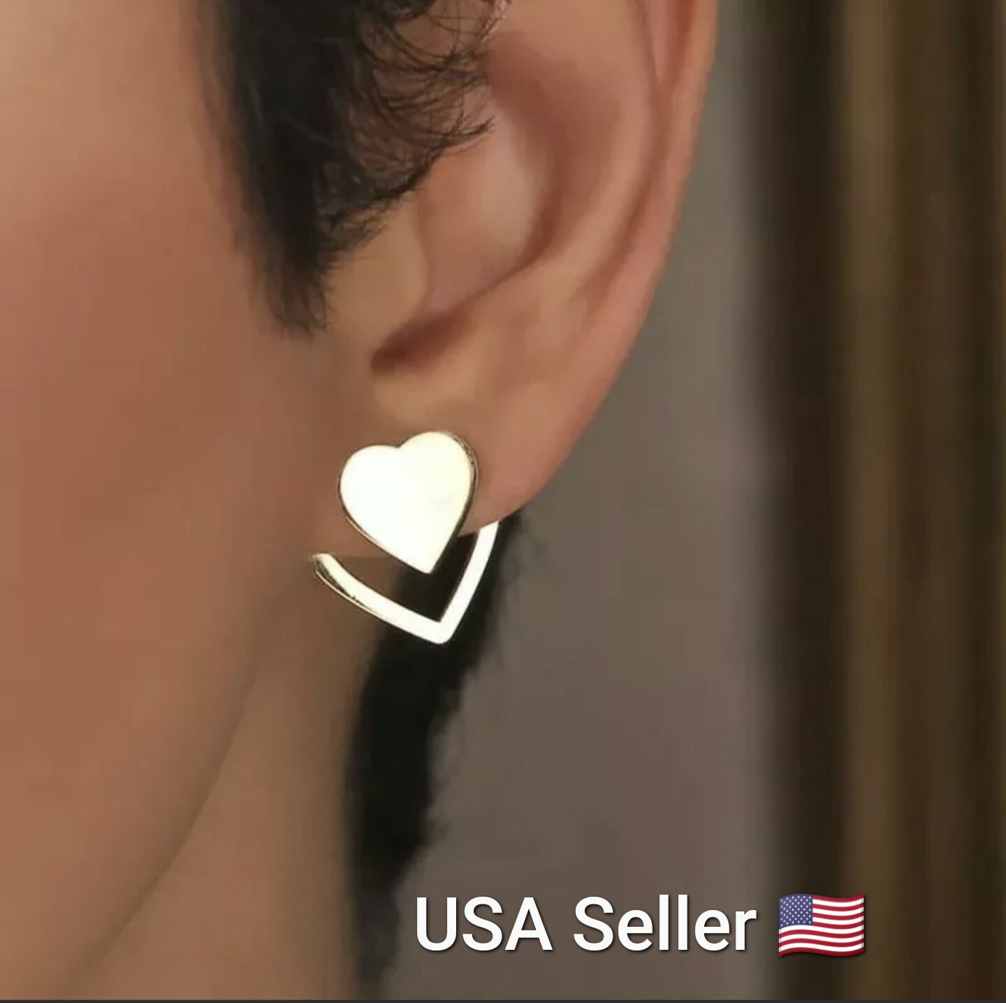 New Gold Silver Color Heart Earrings Women Vintage Punk Hollow Stud Fashion Ear