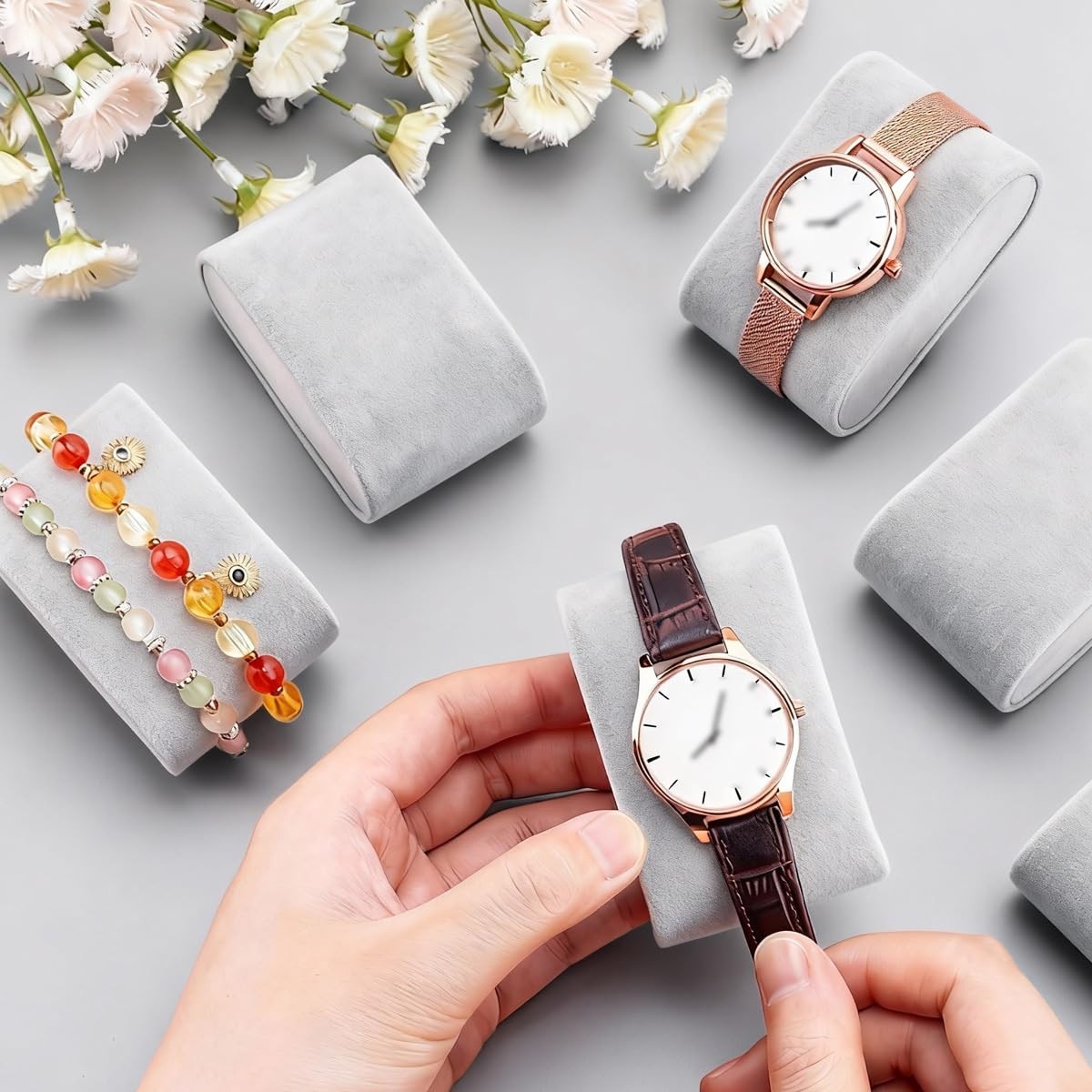 6 Pcs Watch Display Pillows Bracelet Cushions Soft Watch Bracelet Holder Velv…
