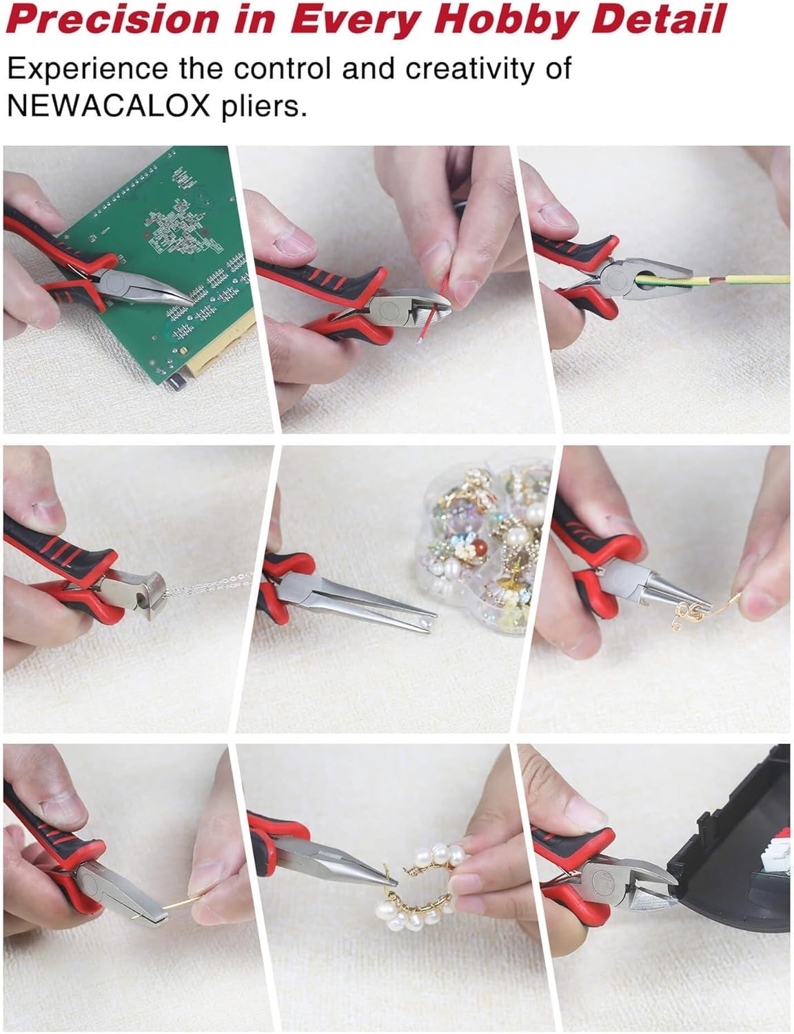 Versatile 8-Piece Pliers Set for Wire Wrapping, Crimping, and Shaping Jewelry