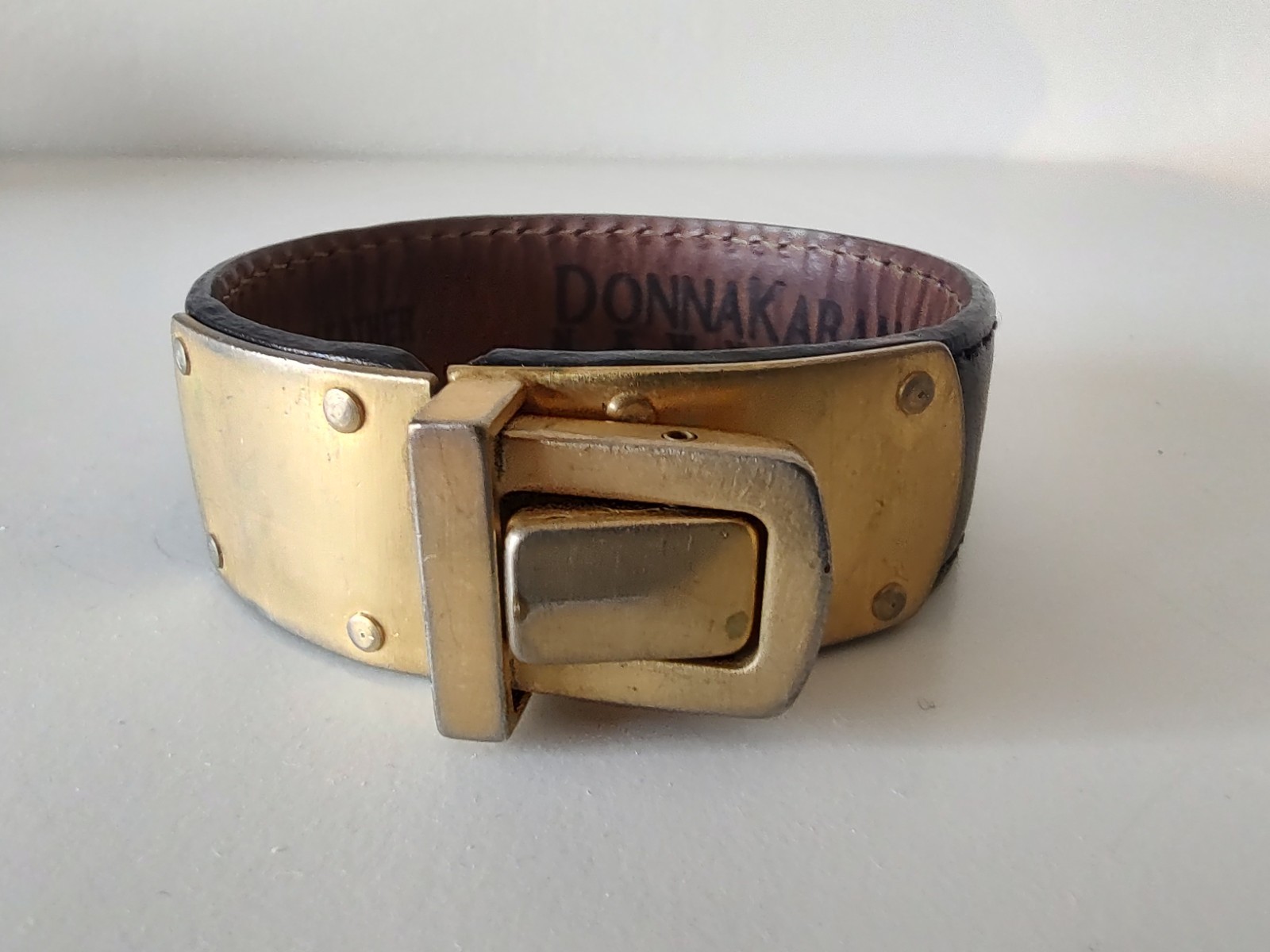 Vintage DKNY Leather Cuff Bracelet Made in Italy
