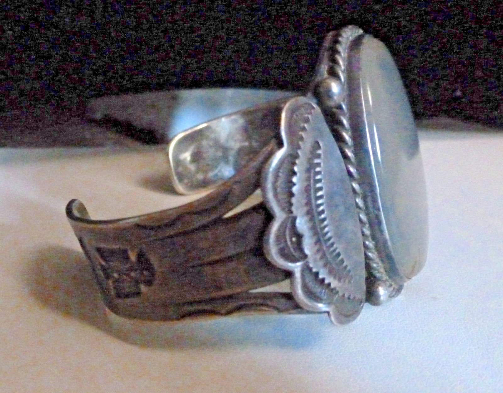 Sterling Navajo Fred Harvey Era Cuff Bracelet Agate Thunderbirds Bracelet