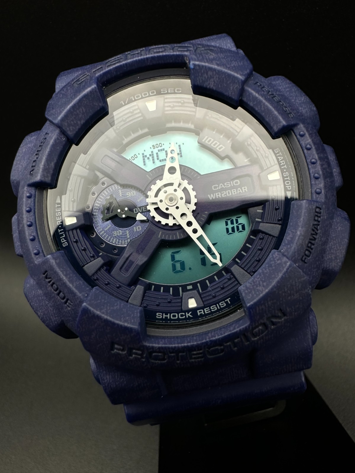 Casio G-Shock Heathered Series 51mm Blue Digital Men’s Watch GA-110HT-2A