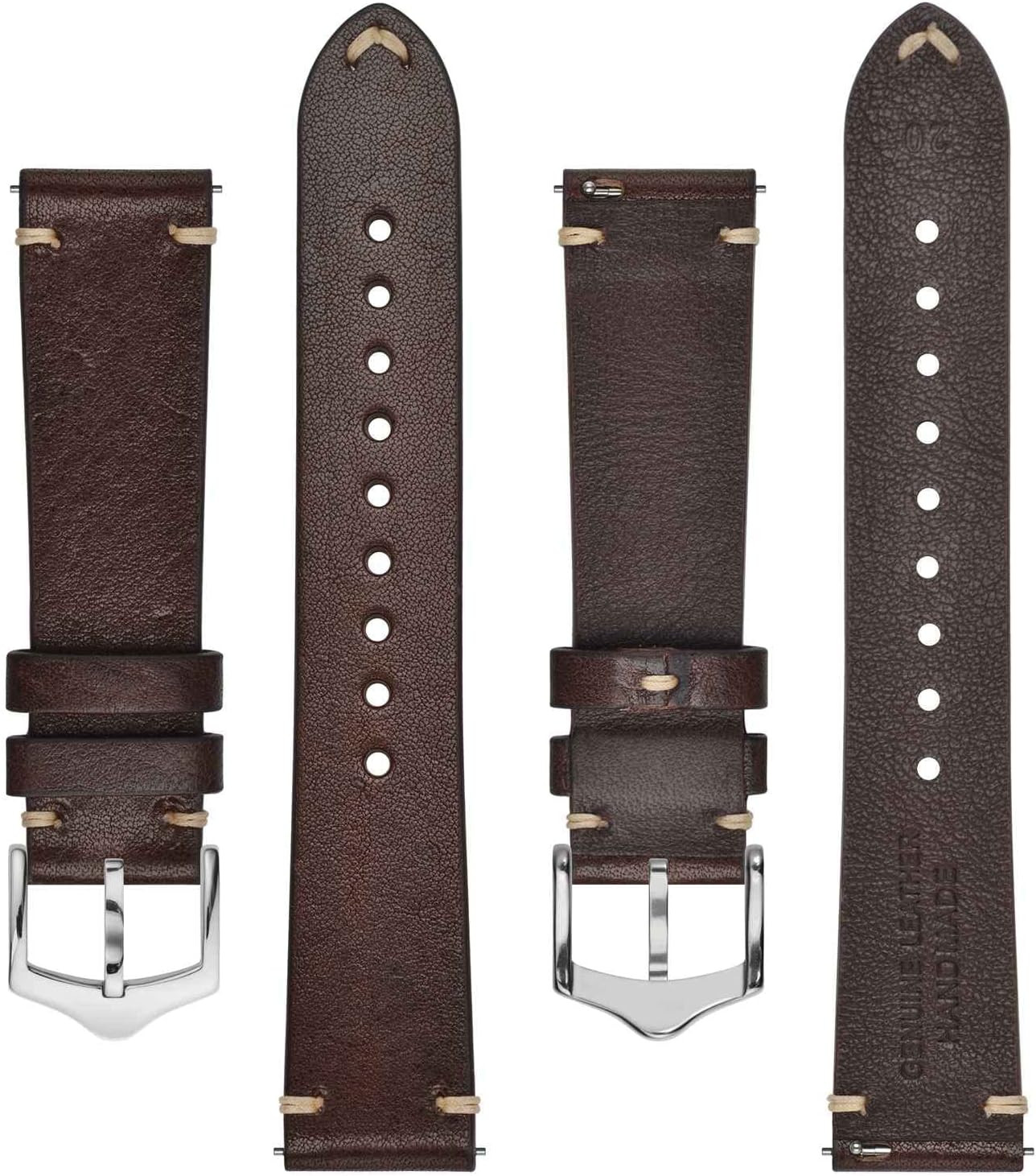 Correas de reloj de cuero para hombres cosidas a mano de dieciocho a veintidos