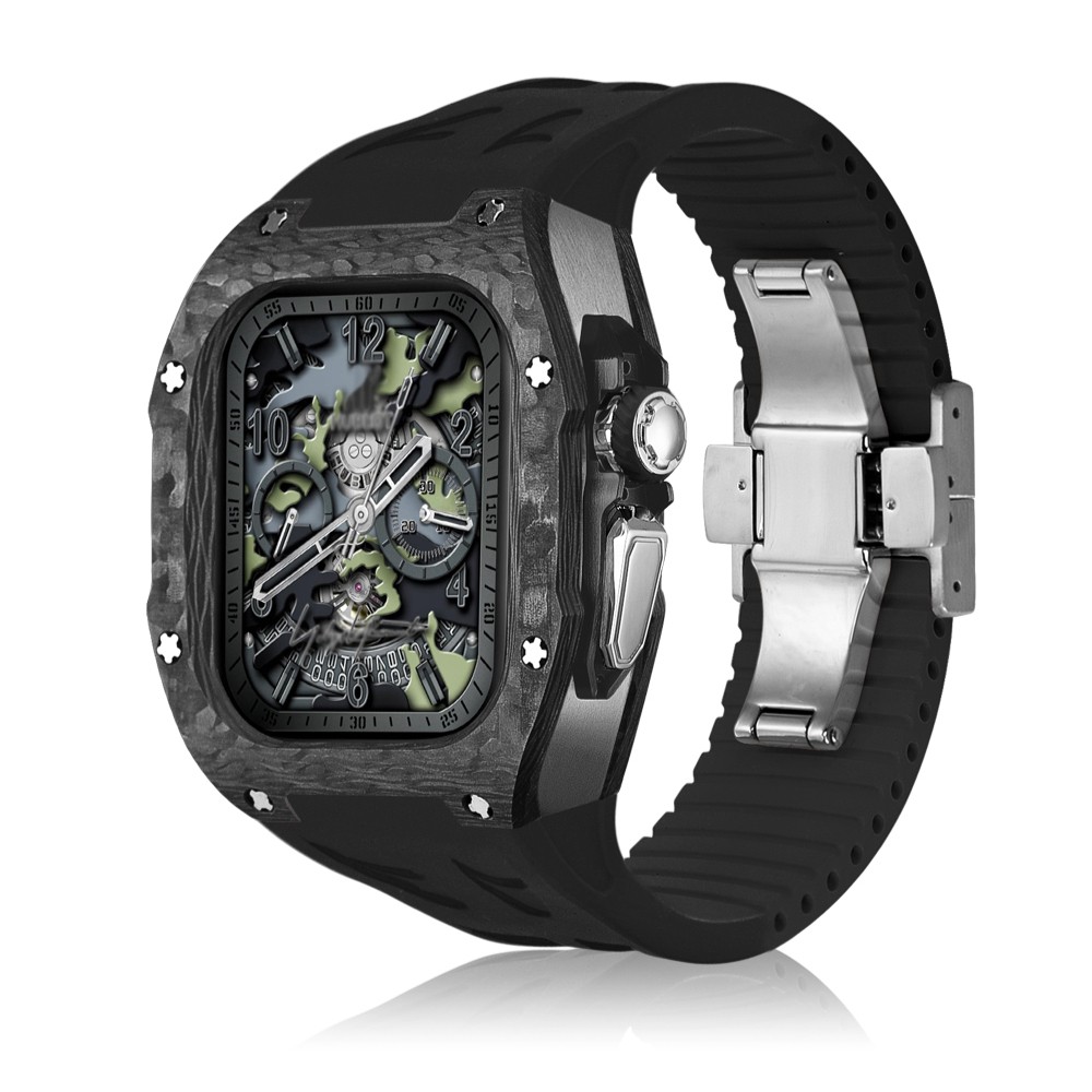 Luxury Titanium Carbon Fiber Case Rubber Band Mod Kit For Apple Watch Ultra 49MM