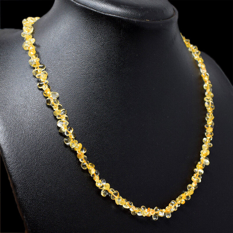 100.00 Cts Natural Untreated Yellow Citrine Beads Handmade Necklace NK 84E72