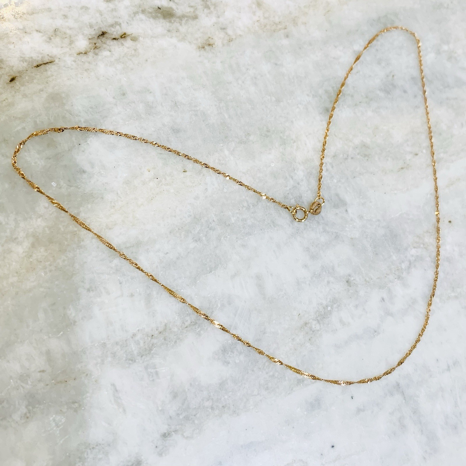 VTG 14k ROSE Gold Necklace Twist Rope Chain choker 1mm .93gr Marked RCI 16” New