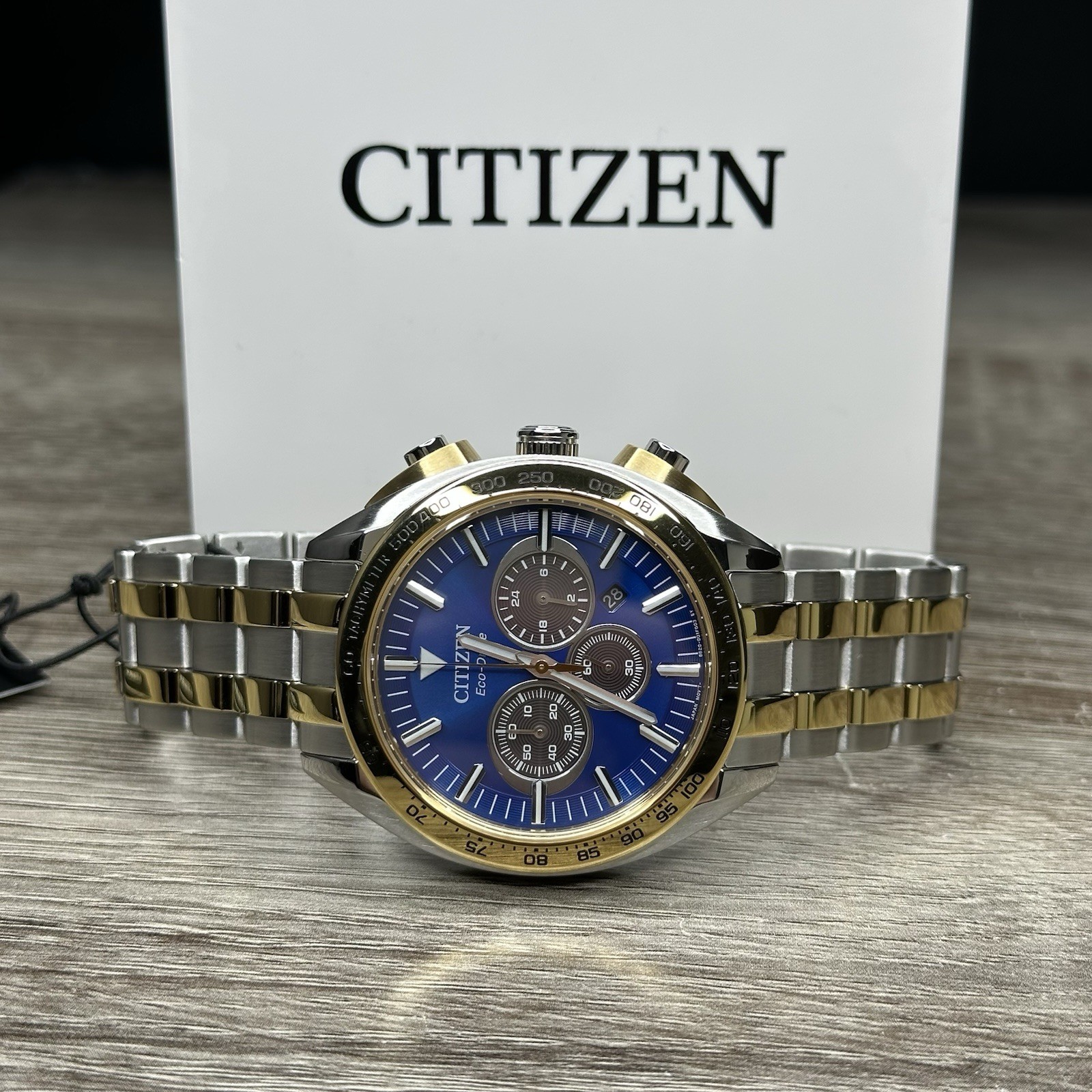 NEW✅ Citizen Carson Blue Dial Tachymeter Two Tone Steel Men’s Watch CA4544-53L