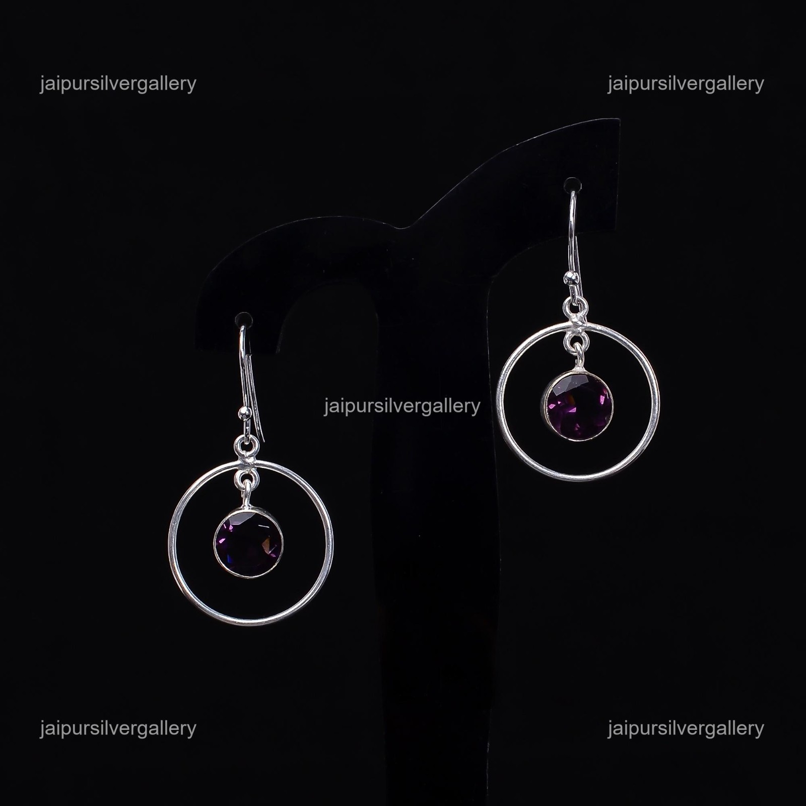 Amethyst Gemstone Jewelry 925 Silver Handmade Daily Wear Earrings 1.4″ For Women