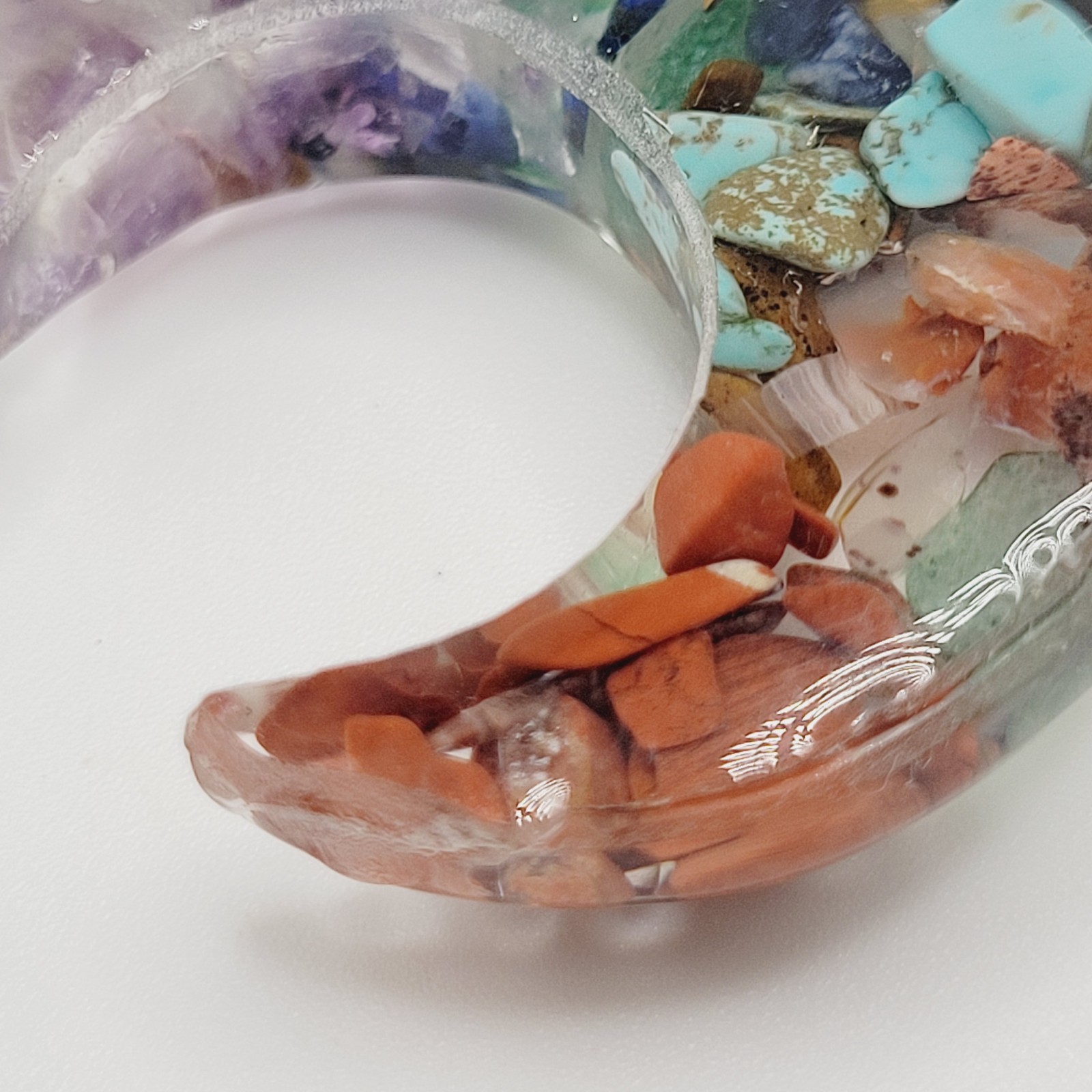 Crescent Moon Shape Orgone Chakra Crystal Chip Pendant Ornate Bail No Chain