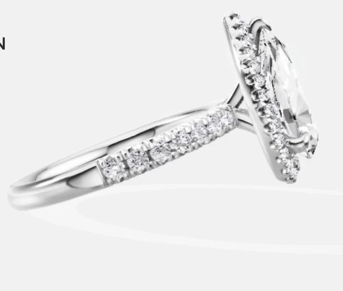 Best Gorgeous Gift Pear Cut Lab Grown Diamond Halo Ring In 14k White Gold
