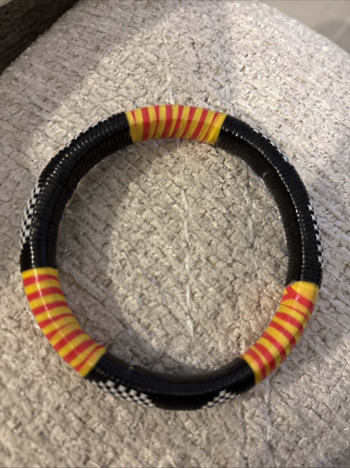 Woven Tuareg Bracelet Black Yellow Red & White 3″ in diameter