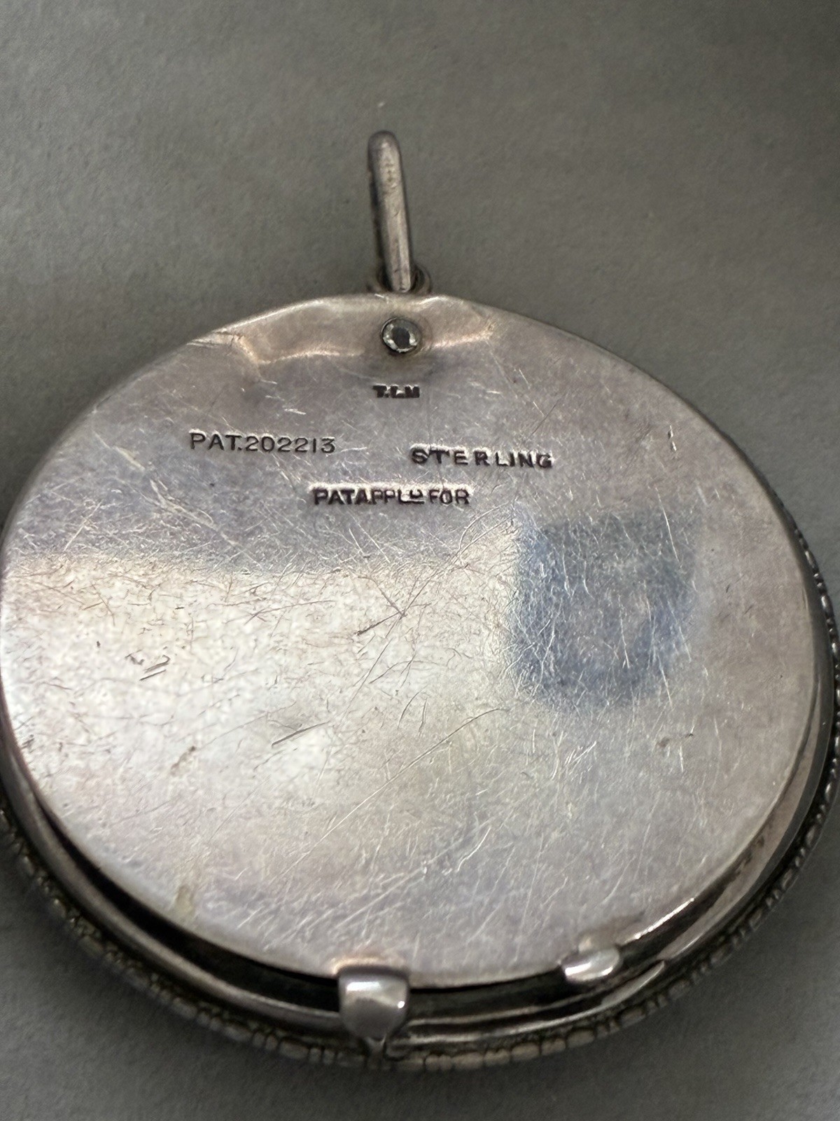 RARE Sterling Very Large & Early TLM Butterfly Wing Pendant Compact Crinoline