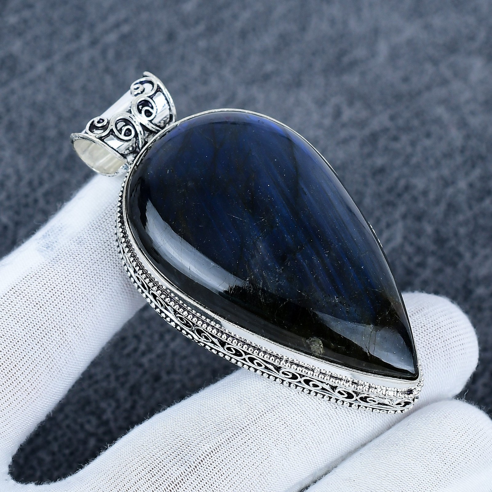 Natural Fire Labradorite Giant Size Gemstone Handmade 925 Sterling Silver Gift