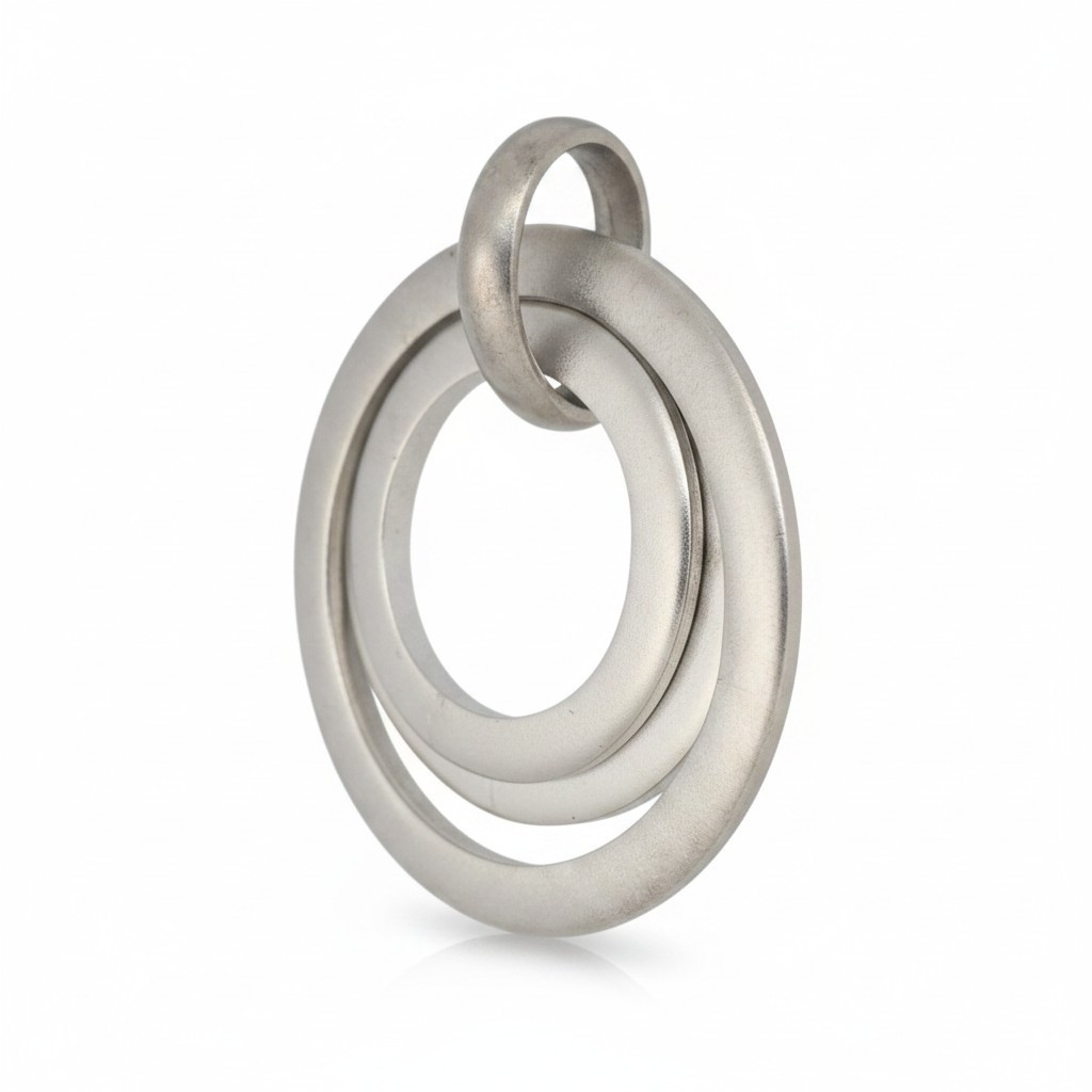 Sophisticated Sterling Silver Concentric Triple Circle Pendant 16.3gr #2270