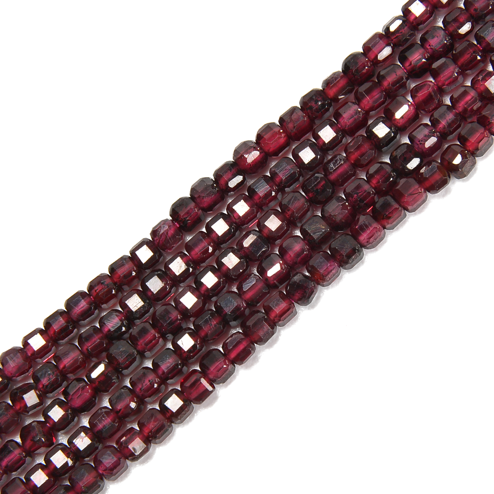 Natural Red Garnet Faceted Cube Beads Size 2mm 15.5” Strand
