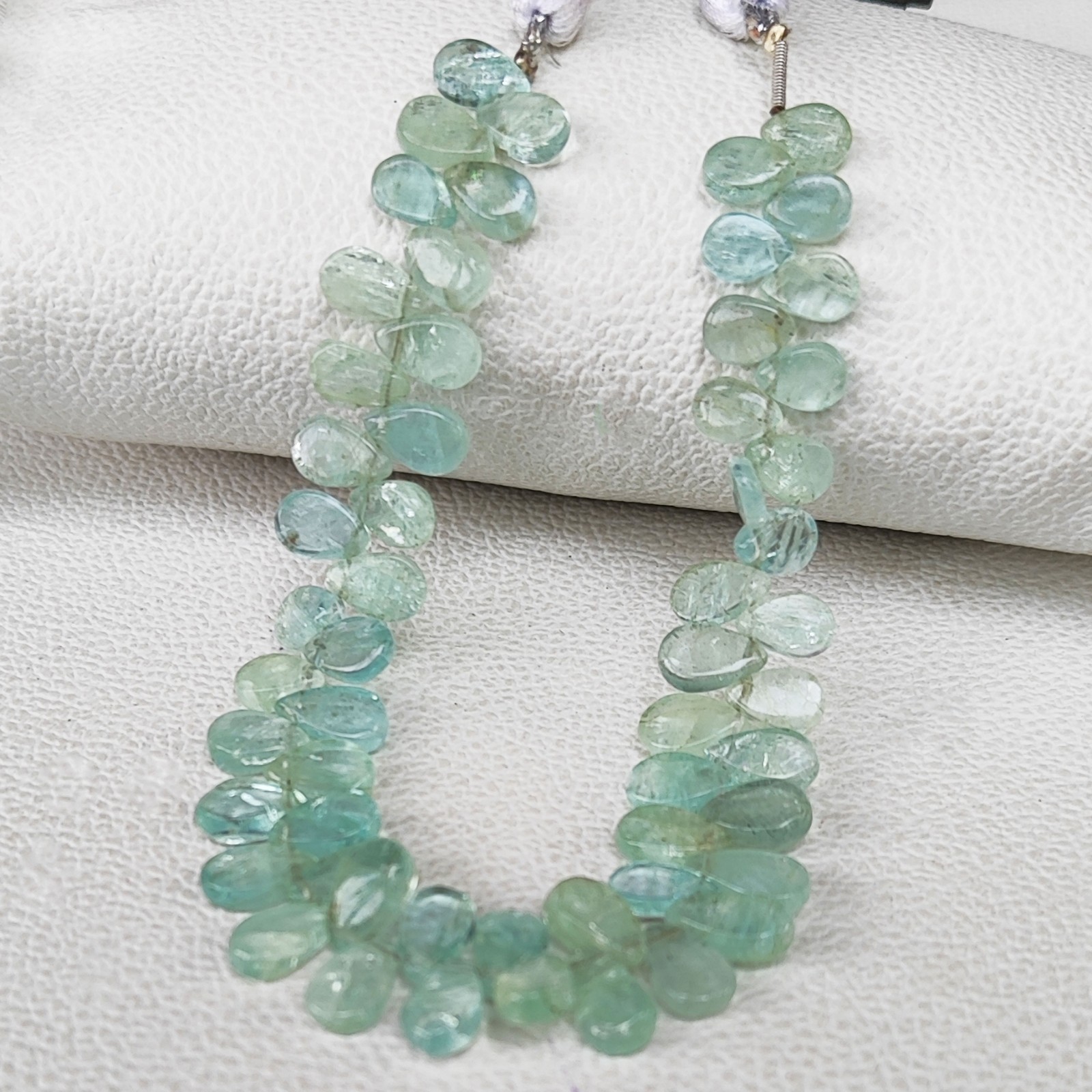 Natural Aquamarine Pear Beads 8×6 to 10x7mm Smooth Brazil Gemstones 8″ Strand