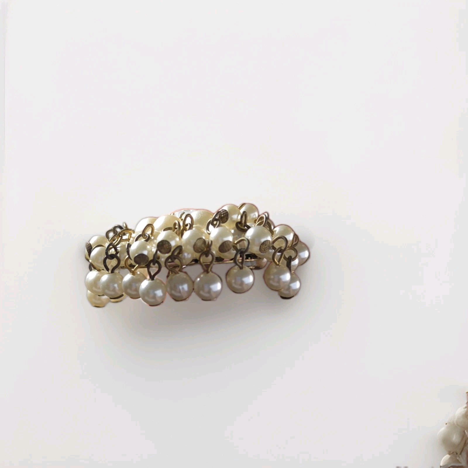 Vtg 1950s 5-Strand Faux Pearl Choker Necklace Clip-On Earrings Set Mid Century