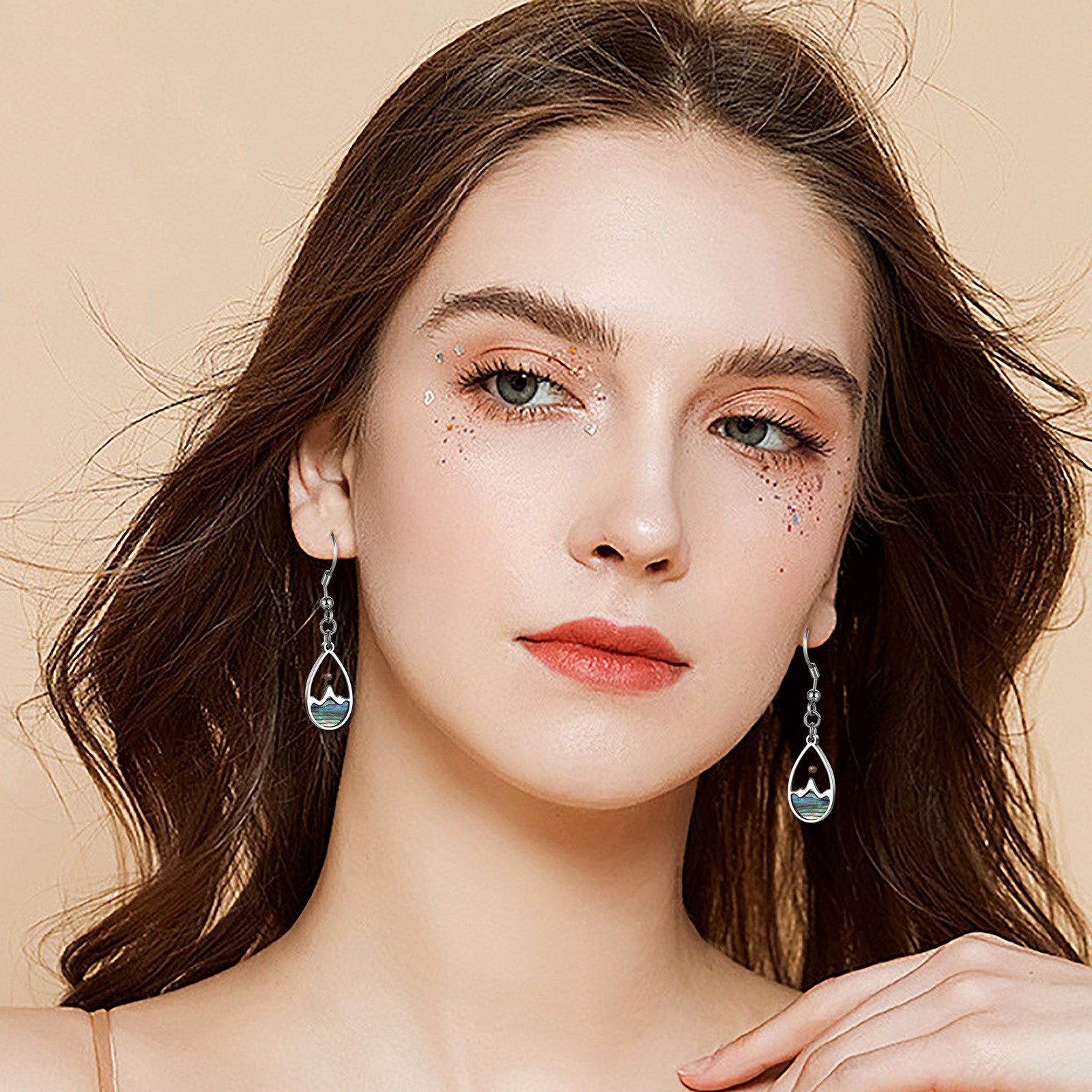 2pcs Women’s Christian Mustard Seed Abalone Shell Teardrop Earrings Faith Gift