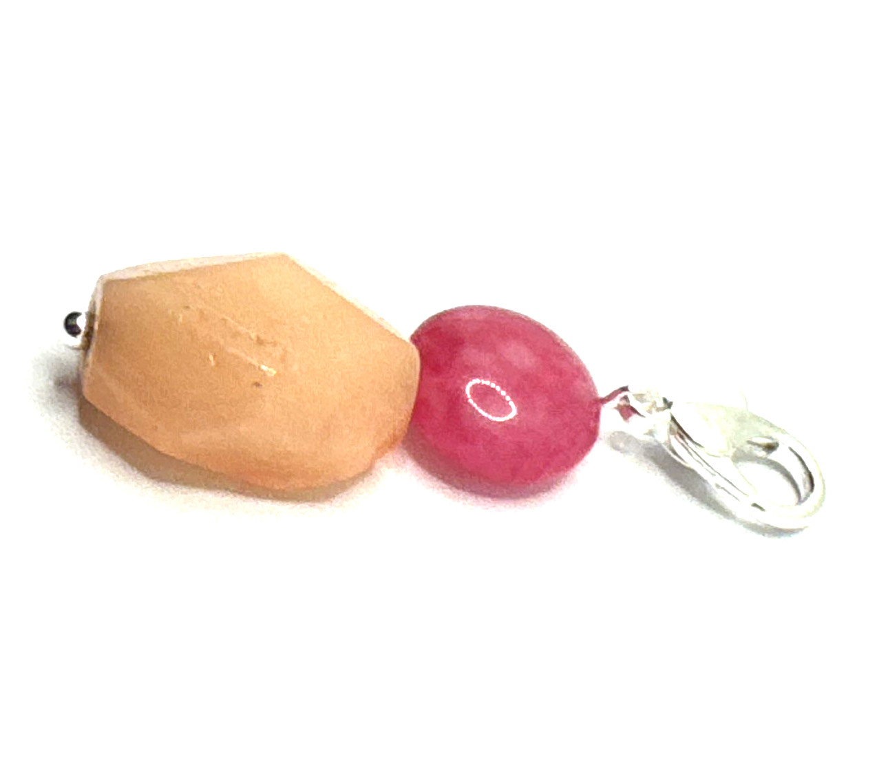 Brighton Paradise Beads Pink Peach Round Custom Silver Snap Charm